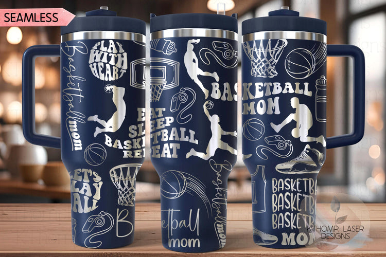 Basketball Mom Female Tumbler Wrap SVG | 40oz Laser Engraving File | Rotary Ready Digital Design | Mom Life SVG