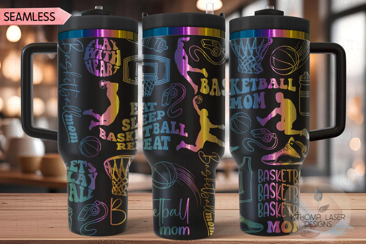 Basketball Mom Female Tumbler Wrap SVG | 40oz Laser Engraving File | Rotary Ready Digital Design | Mom Life SVG