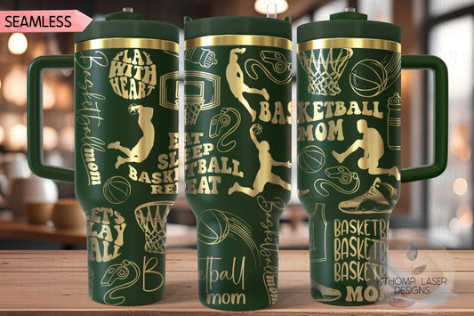 Basketball Mom Female Tumbler Wrap SVG | 40oz Laser Engraving File | Rotary Ready Digital Design | Mom Life SVG