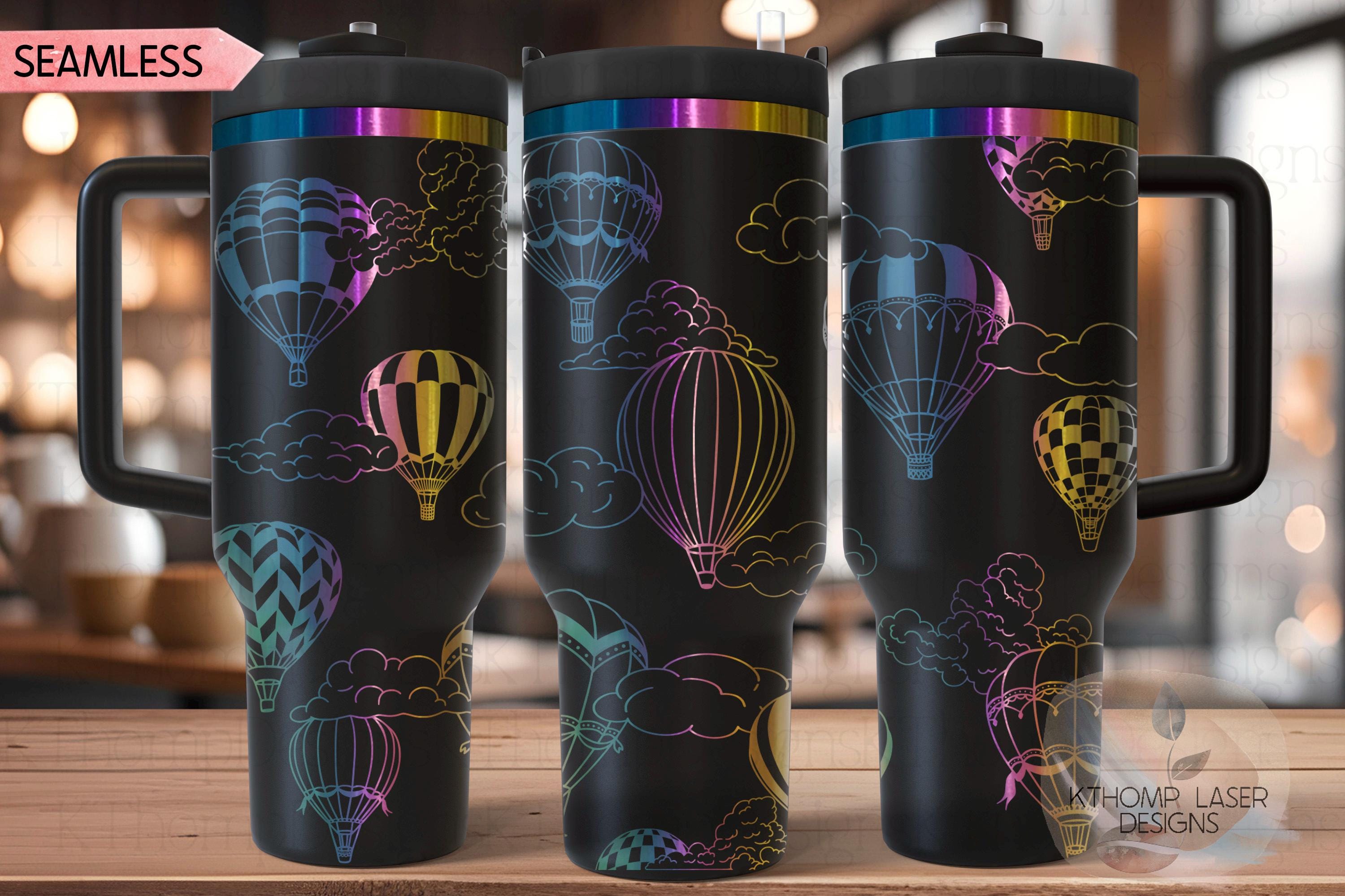 Hot Air Balloons Tumbler Wrap SVG | 40oz Laser Engraving File | Rotary Ready Digital Design | Fantasy Magic SVG