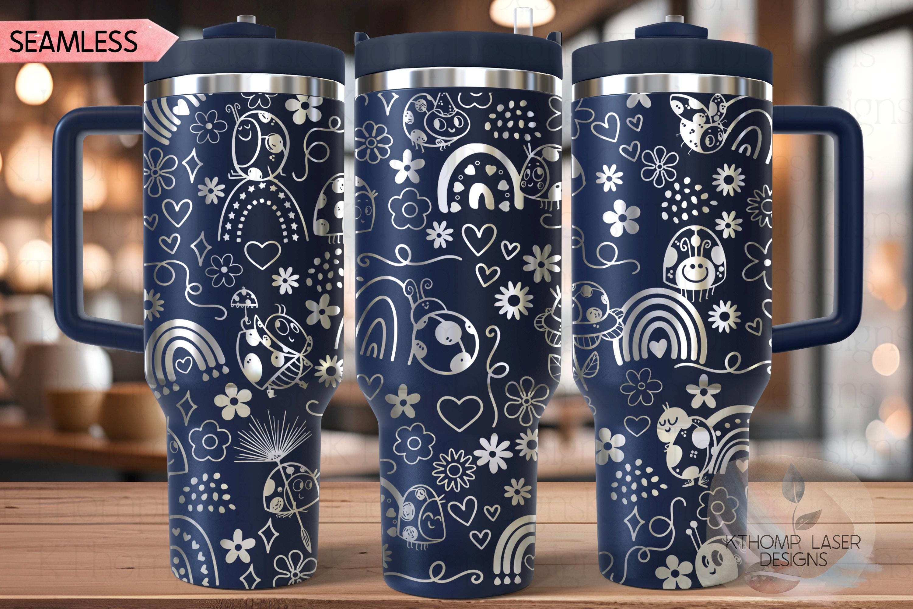 Lady Bugs & Rainbows Doodles Tumbler Wrap SVG | 40oz Laser Engraving File | Rotary Ready Digital Design | Fantasy Magic SVG