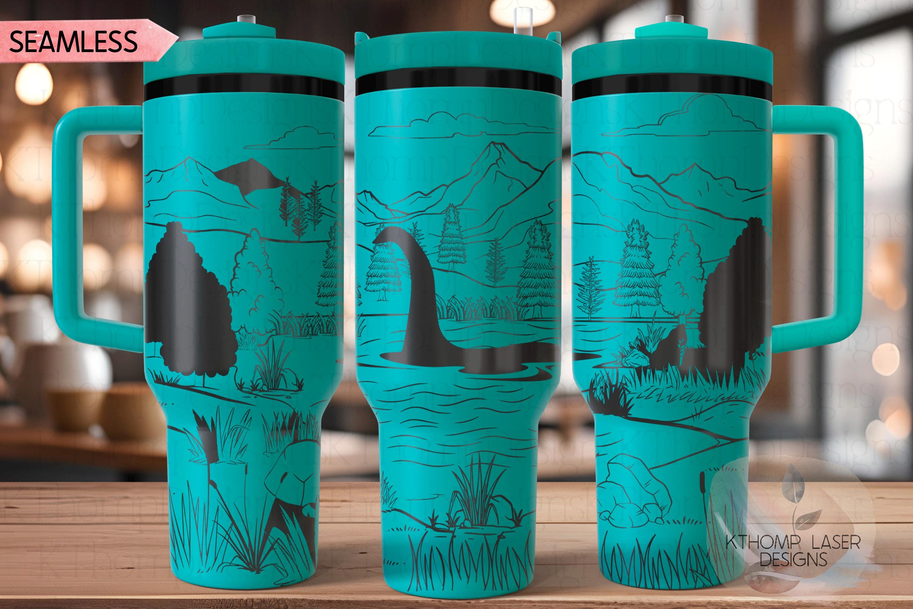 Loch Ness Monster Nessie Tumbler Wrap SVG | 40oz Laser Engraving File | Rotary Ready Digital Design | Fantasy Magic SVG