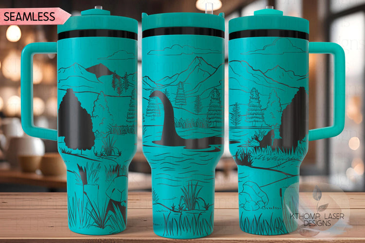 Loch Ness Monster Nessie Tumbler Wrap SVG | 40oz Laser Engraving File | Rotary Ready Digital Design | Fantasy Magic SVG