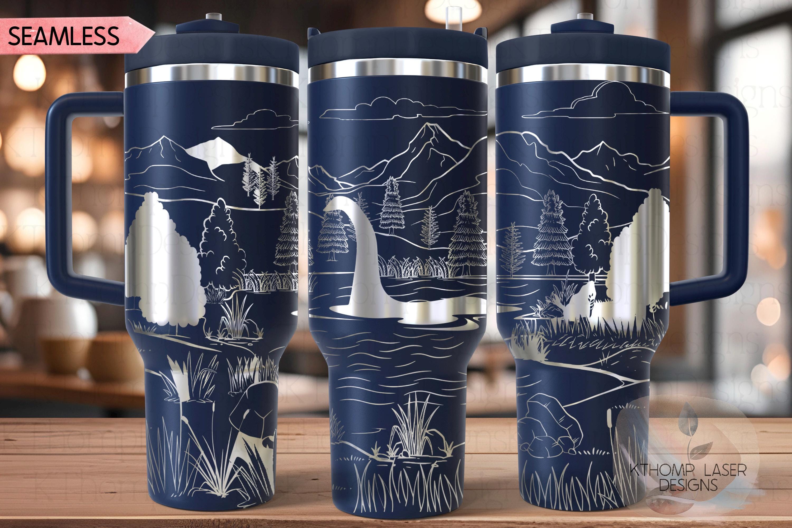 Loch Ness Monster Nessie Tumbler Wrap SVG | 40oz Laser Engraving File | Rotary Ready Digital Design | Fantasy Magic SVG