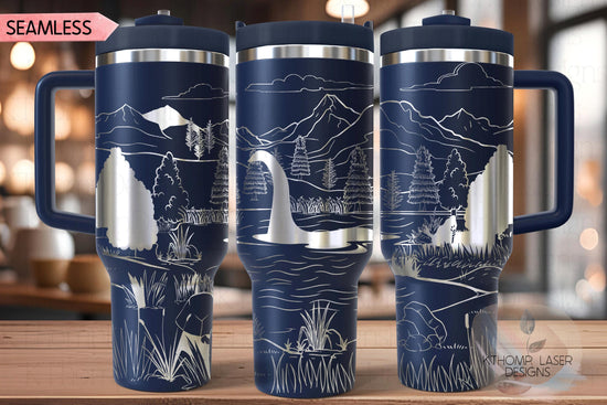 Loch Ness Monster Nessie Tumbler Wrap SVG | 40oz Laser Engraving File | Rotary Ready Digital Design | Fantasy Magic SVG