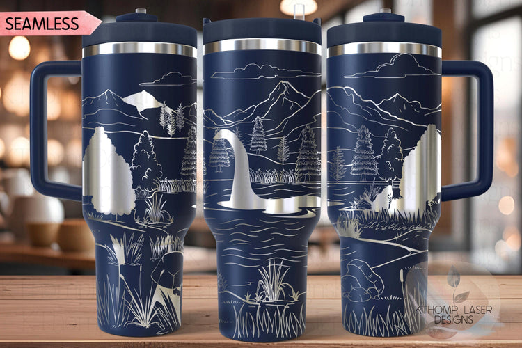 Loch Ness Monster Nessie Tumbler Wrap SVG | 40oz Laser Engraving File | Rotary Ready Digital Design | Fantasy Magic SVG