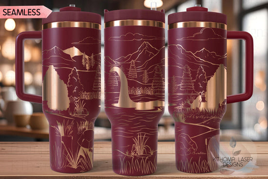 Loch Ness Monster Nessie Tumbler Wrap SVG | 40oz Laser Engraving File | Rotary Ready Digital Design | Fantasy Magic SVG