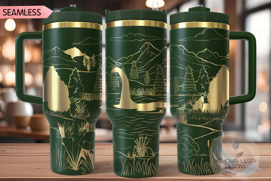 Loch Ness Monster Nessie Tumbler Wrap SVG | 40oz Laser Engraving File | Rotary Ready Digital Design | Fantasy Magic SVG