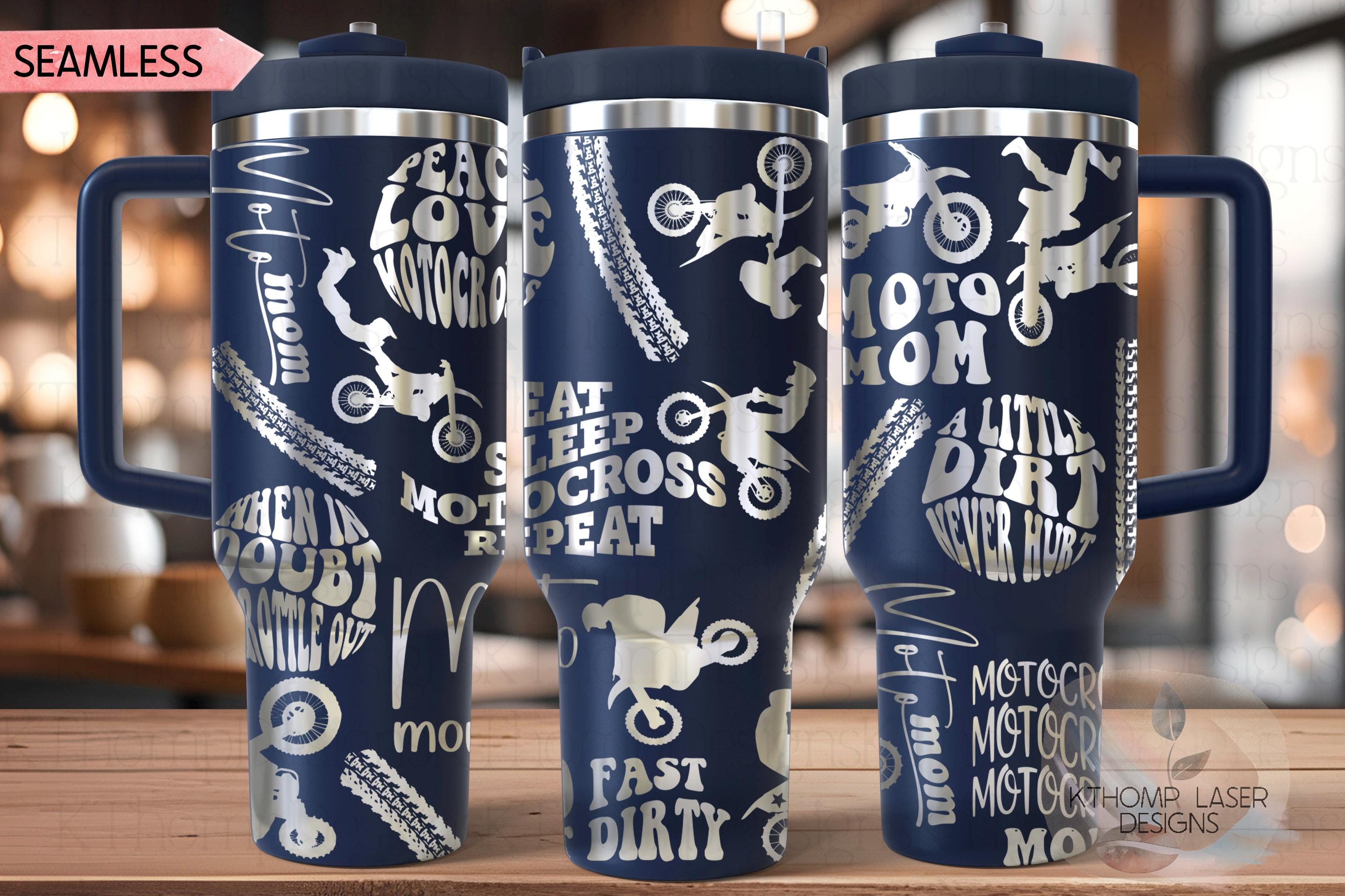 Moto Mom Motocross Tumbler Wrap SVG | 40oz Laser Engraving File | Rotary Ready Digital Design | Mom Life SVG