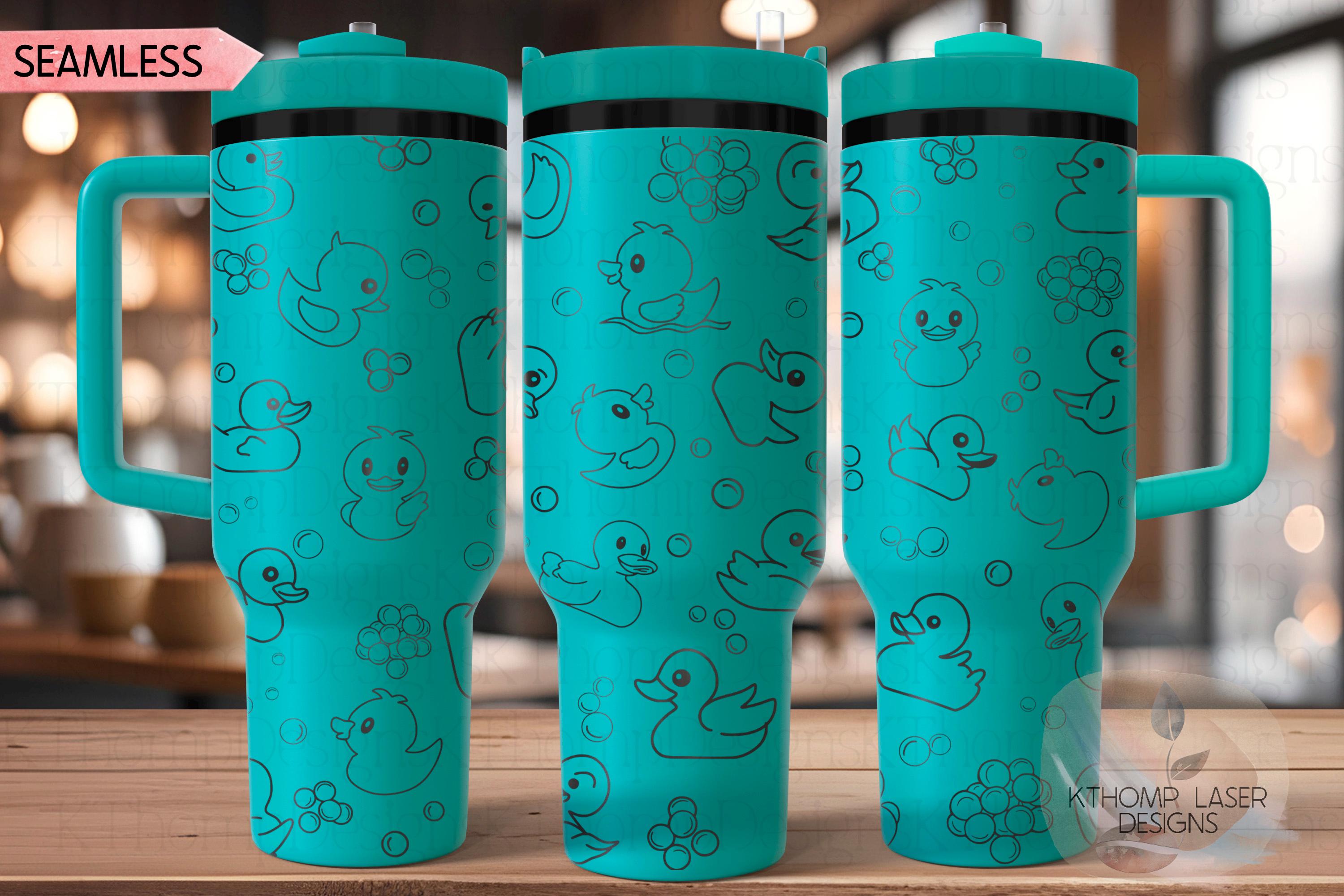 Rubber Ducks Doodles Tumbler Wrap SVG | 40oz Laser Engraving File | Rotary Ready Digital Design | Fantasy Magic SVG