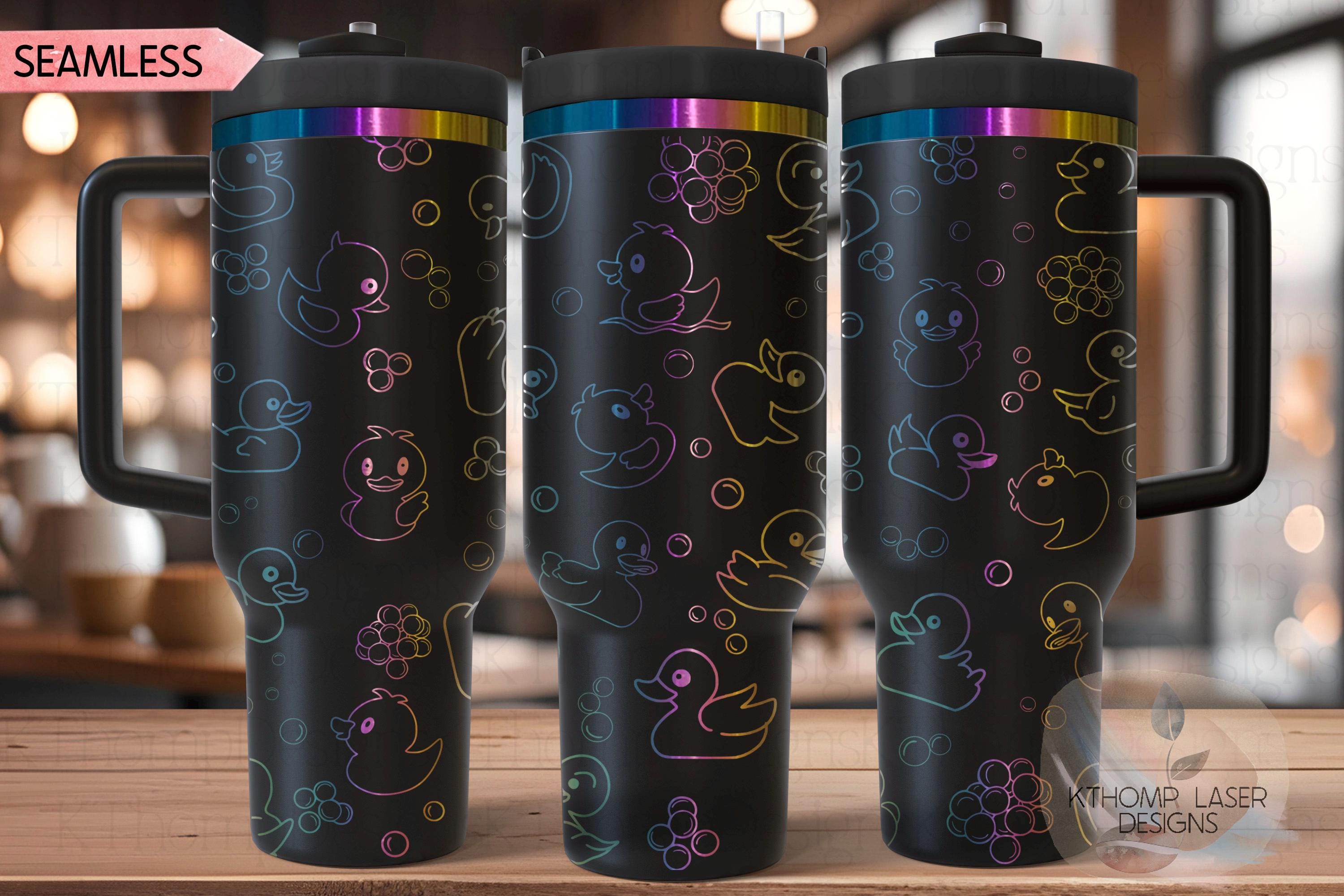 Rubber Ducks Doodles Tumbler Wrap SVG | 40oz Laser Engraving File | Rotary Ready Digital Design | Fantasy Magic SVG