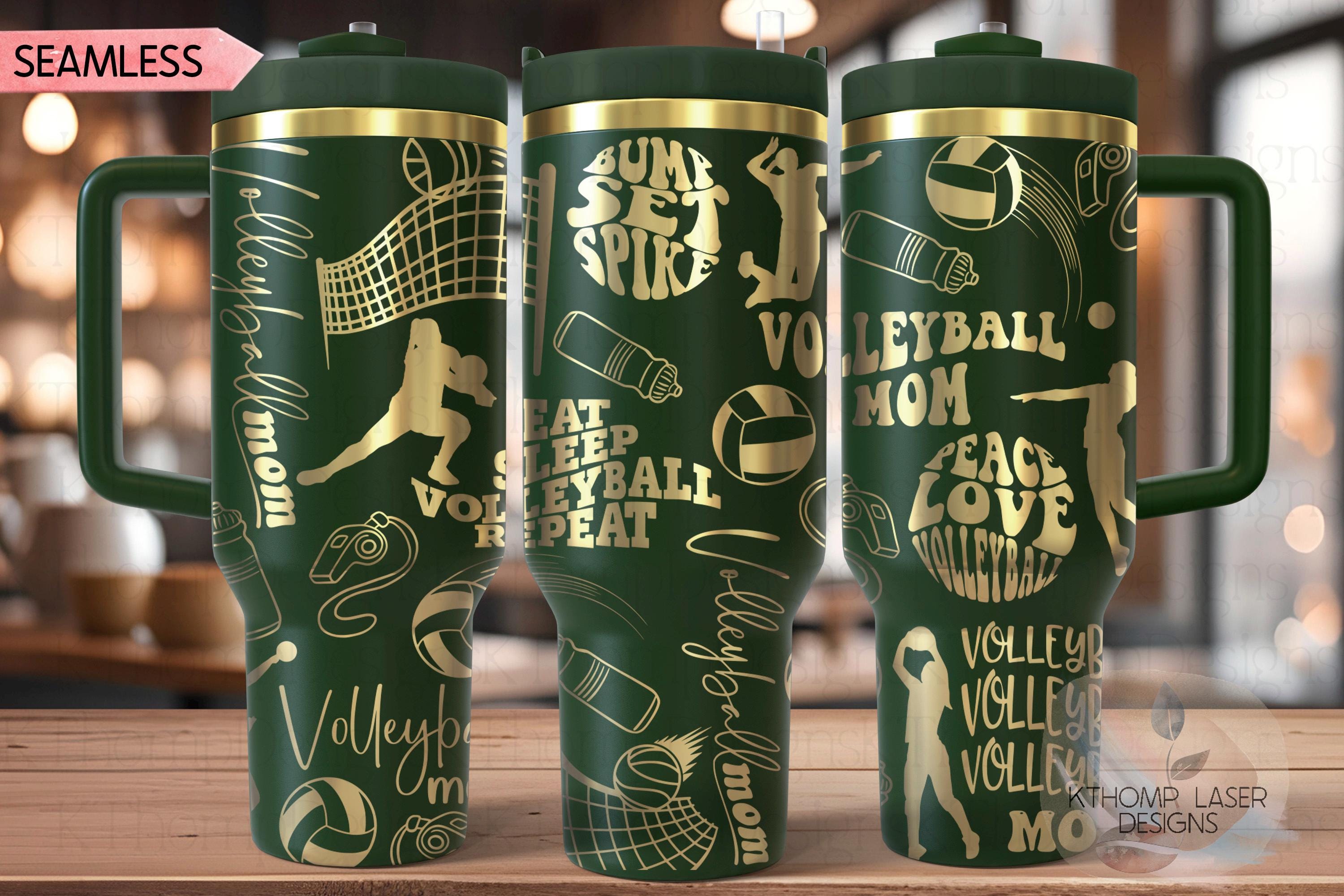 Volleyball Mom Tumbler Wrap SVG | 40oz Laser Engraving File | Rotary Ready Digital Design | Mom Life SVG