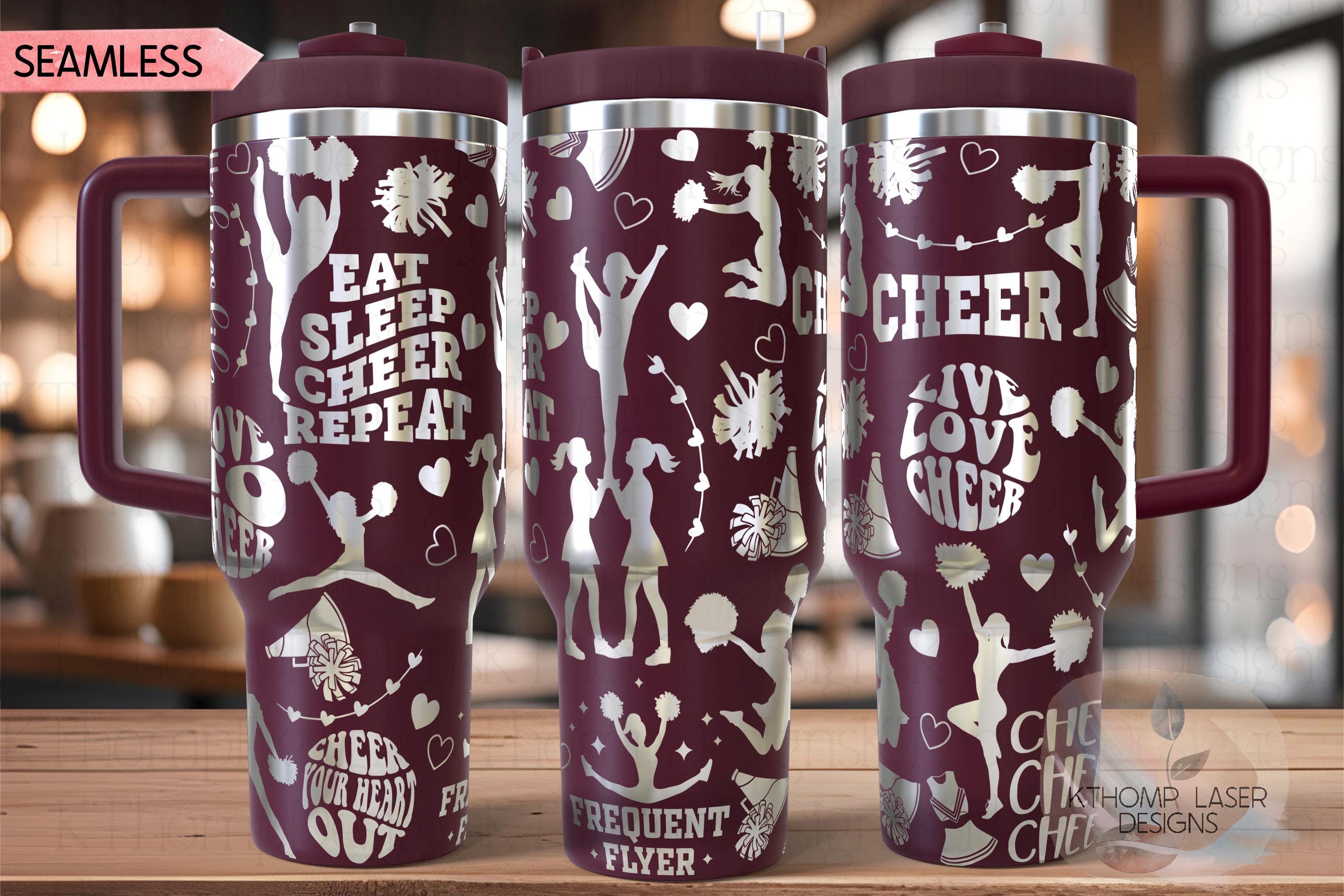 Cheer Tumbler Wrap SVG | 40oz Laser Engraving File | Rotary Ready Digital Design | Sports Fan SVG