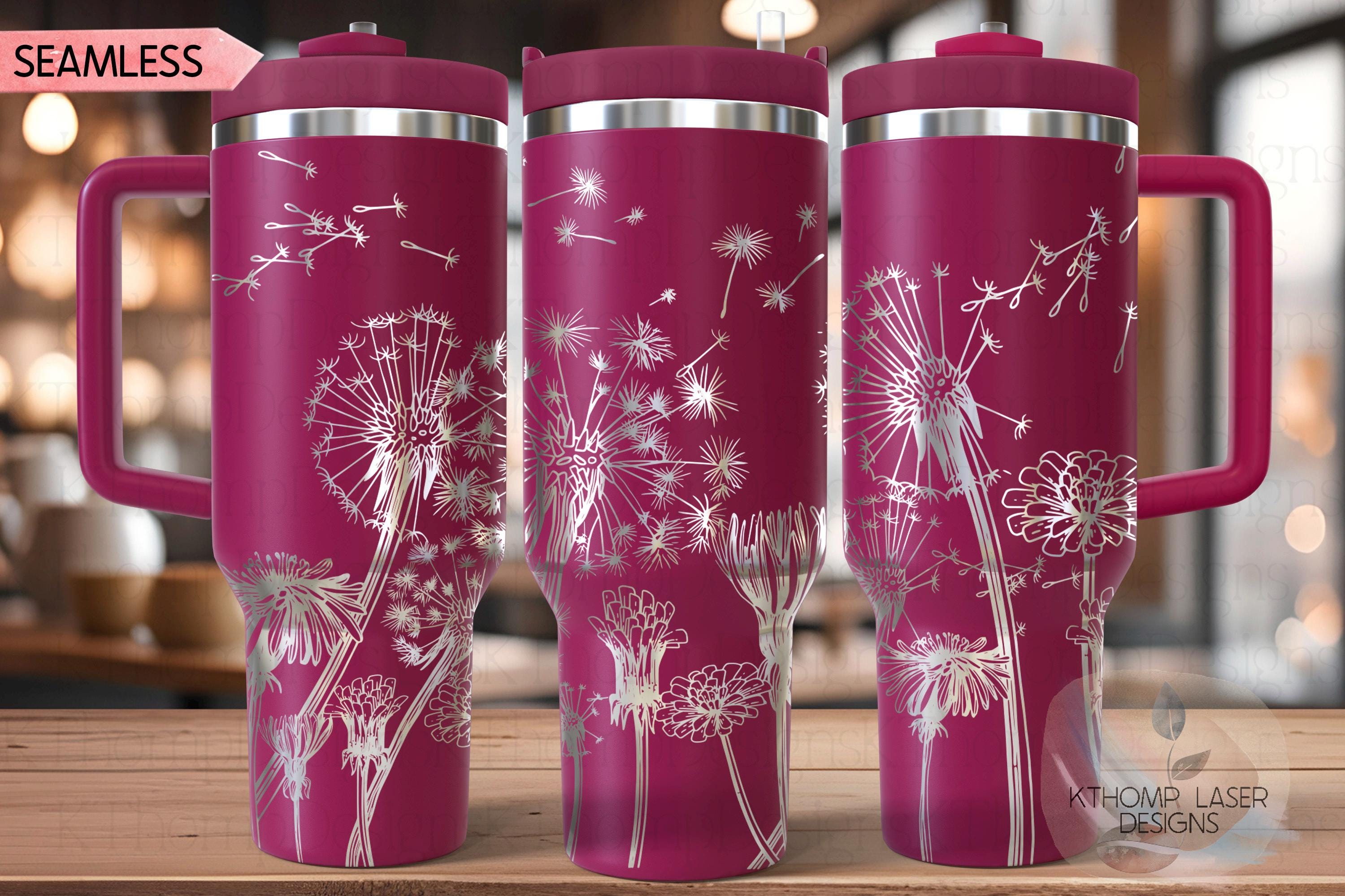 Dandelions Tumbler Wrap SVG | 40oz Laser Engraving File | Rotary Engrave Digital Design | Floral SVG Design