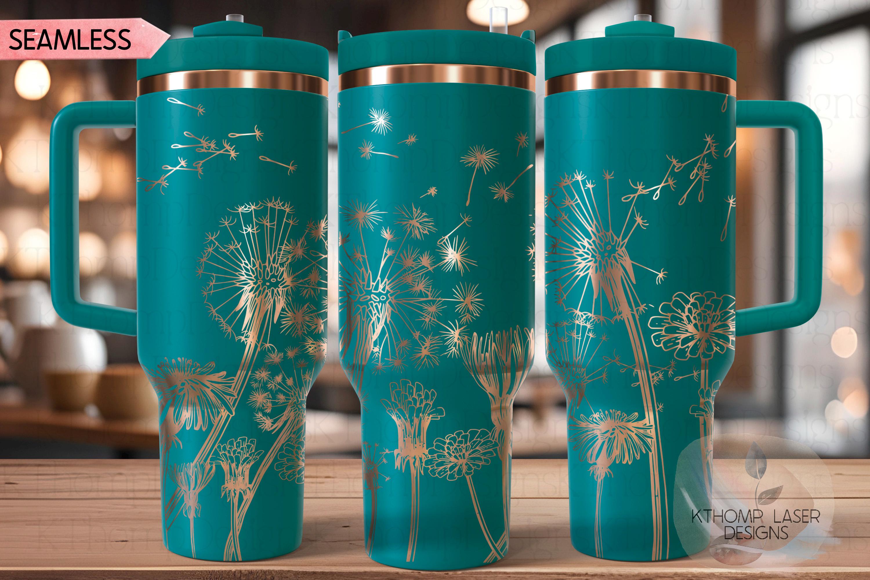 Dandelions Tumbler Wrap SVG | 40oz Laser Engraving File | Rotary Engrave Digital Design | Floral SVG Design