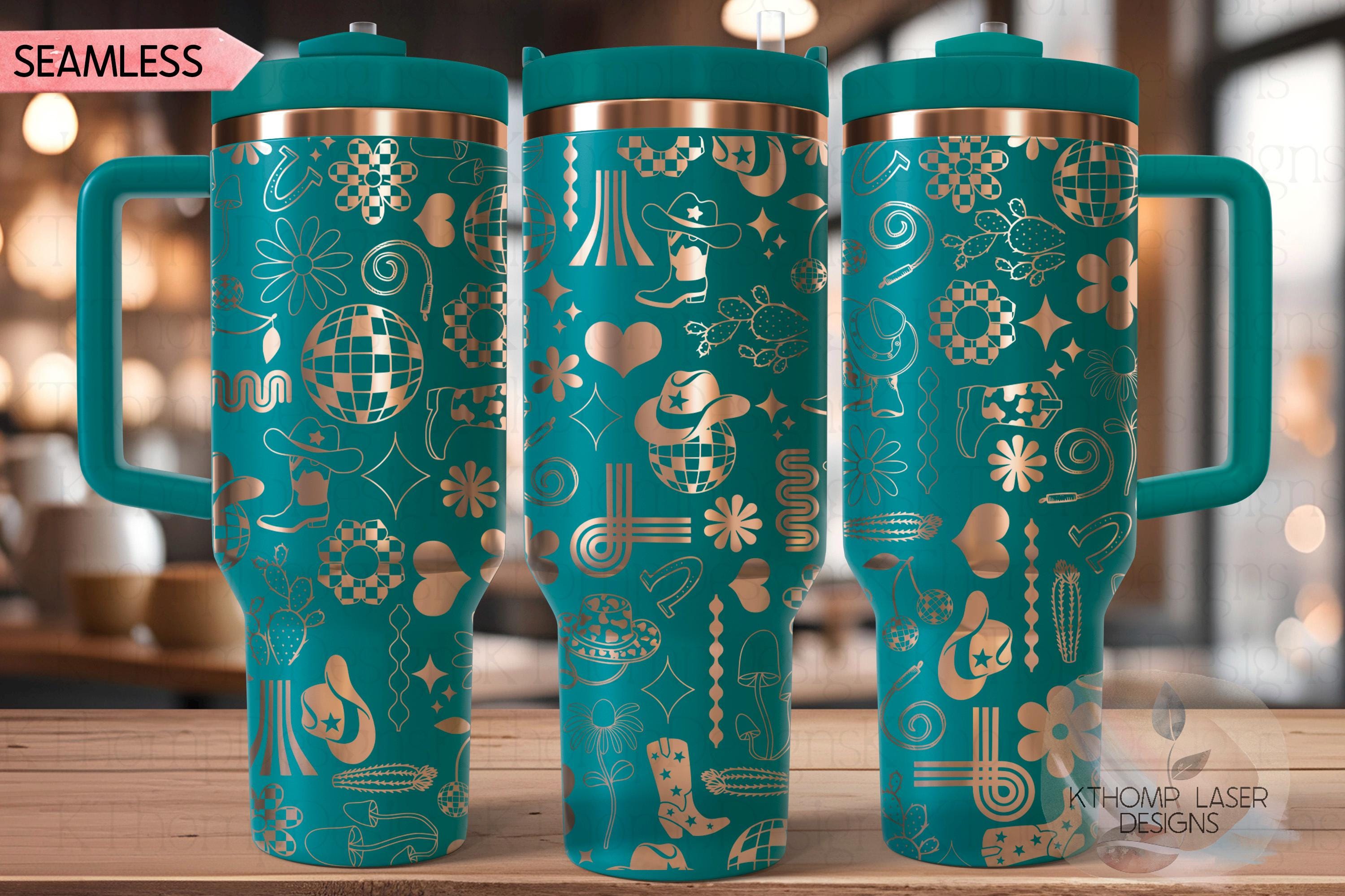 Disco Cowgirl Groovy Tumbler Wrap SVG | 40oz Laser Engraving File | Rotary Ready Digital Design | Western Farm SVG