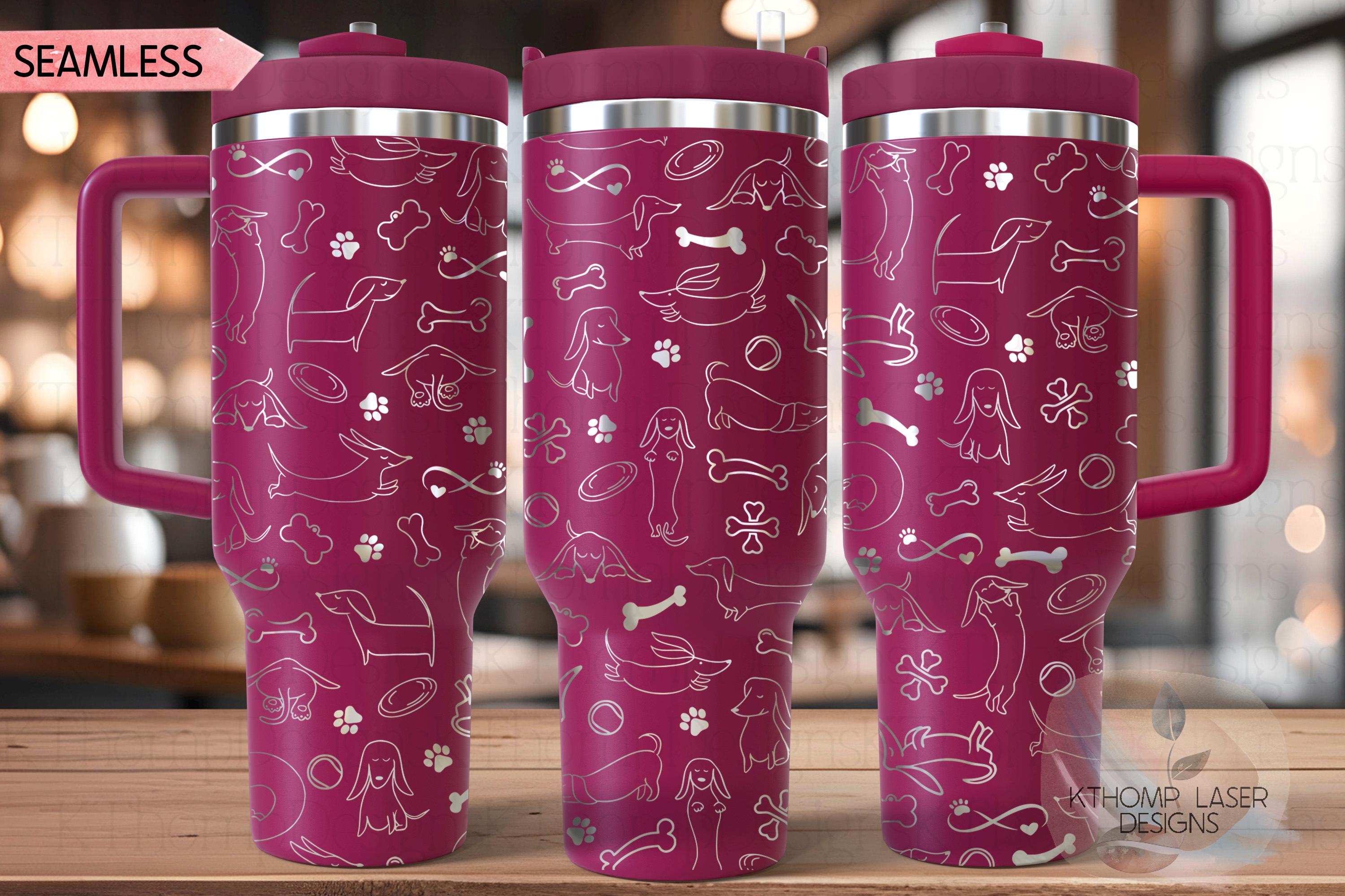 Doodle Dachshunds Tumbler Wrap SVG | 40oz Laser Engraving File | Rotary Engrave Digital Design | Dog Lover Gift