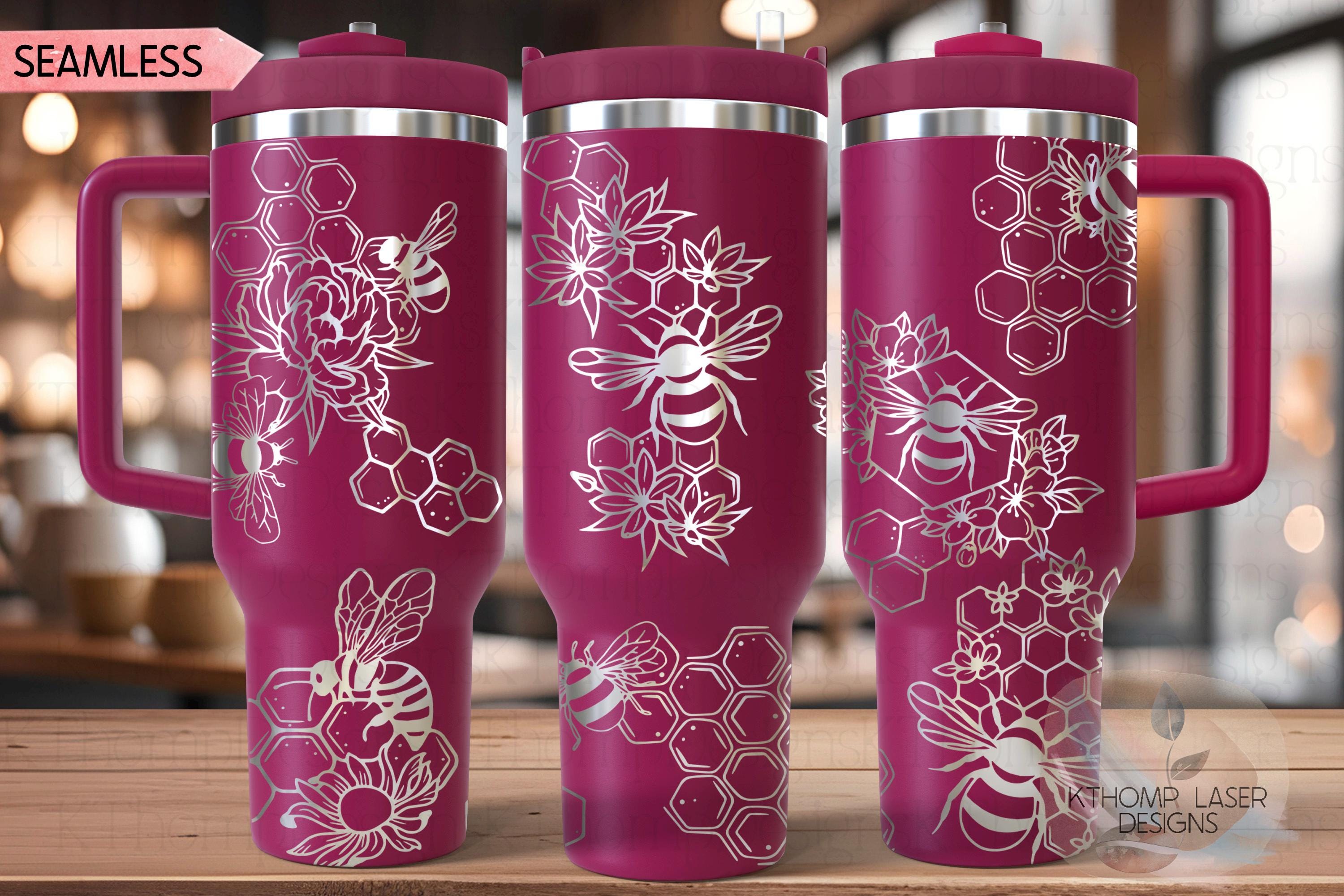 Honey Bees Tumbler Wrap SVG | 40oz Laser Engraving File | Rotary Ready Digital Design | Exotic Animal SVG