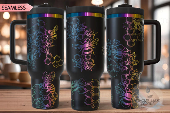 Honey Bees Tumbler Wrap SVG | 40oz Laser Engraving File | Rotary Ready Digital Design | Exotic Animal SVG
