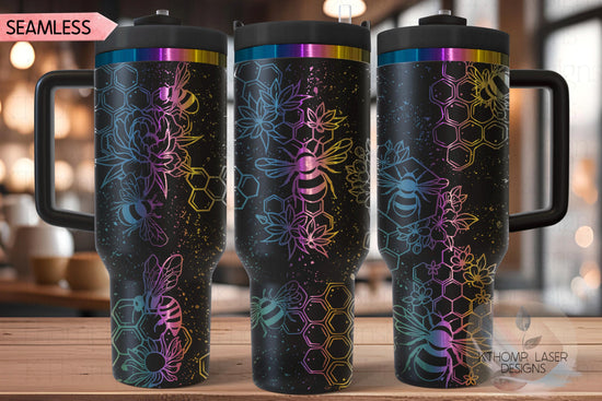 Honey Bees Distressed Tumbler Wrap SVG | 40oz Laser Engraving File | Rotary Ready Digital Design | Exotic Animal SVG