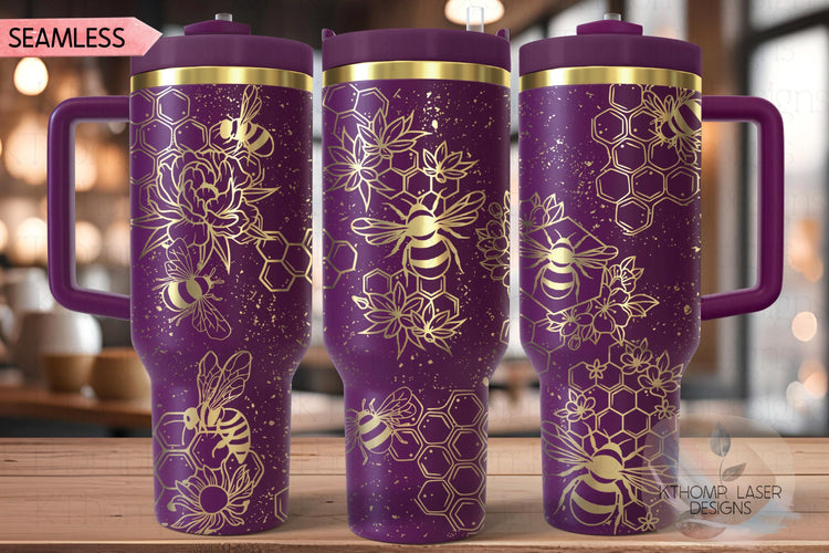 Honey Bees Distressed Tumbler Wrap SVG | 40oz Laser Engraving File | Rotary Ready Digital Design | Exotic Animal SVG
