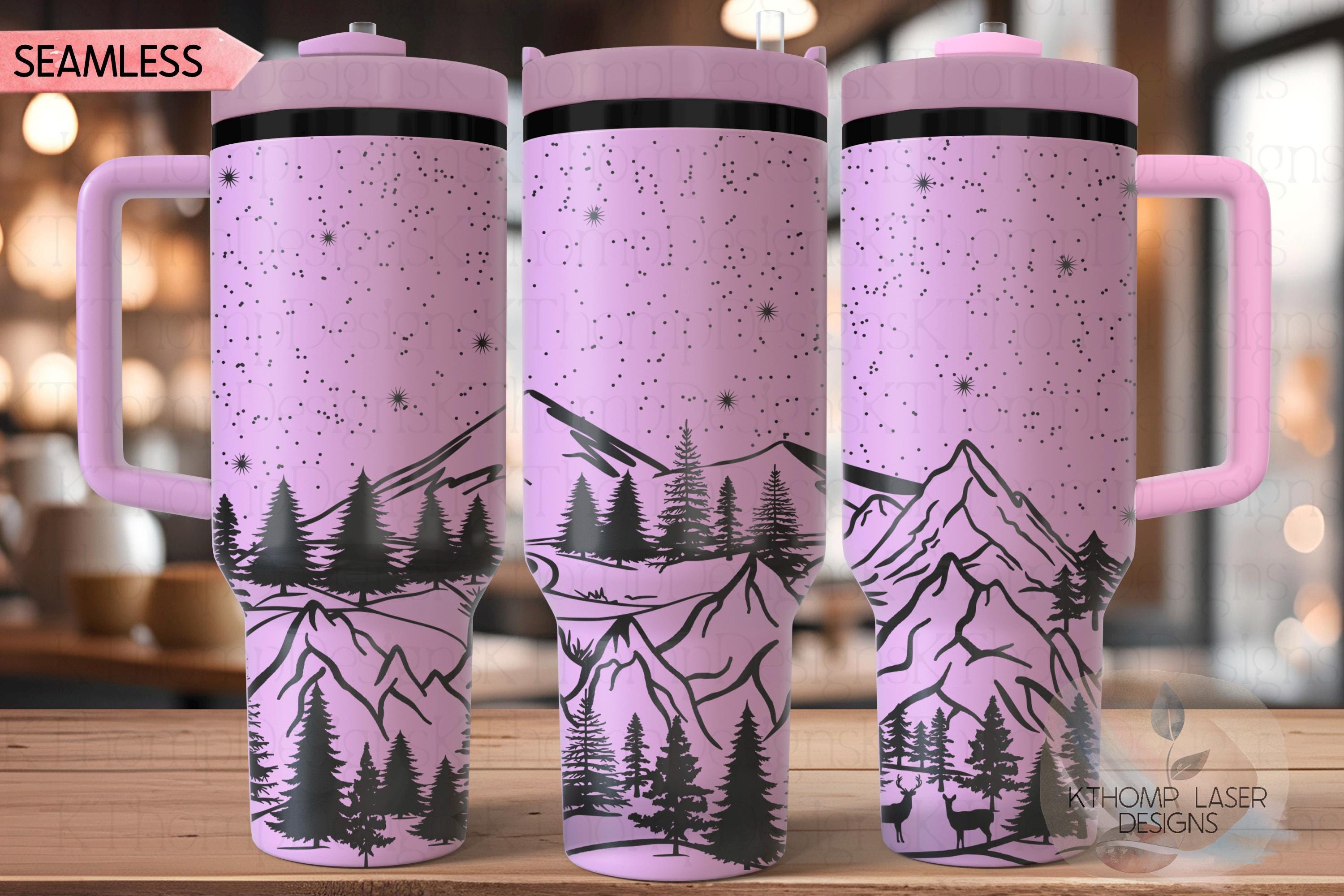 Mountain Scene Tumbler Wrap SVG | 40oz Laser Engraving File | Rotary Ready Digital Design | Exotic Animal SVG