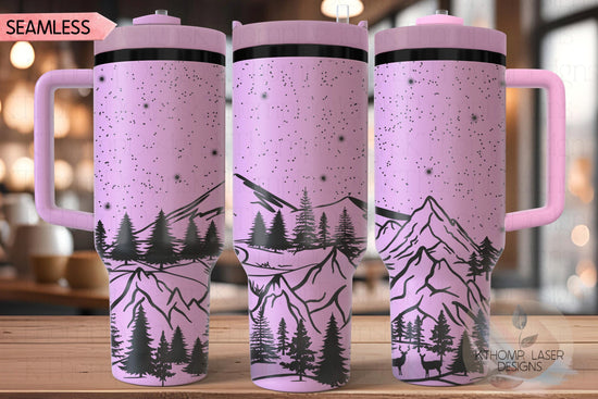 Mountain Scene Tumbler Wrap SVG | 40oz Laser Engraving File | Rotary Ready Digital Design | Exotic Animal SVG