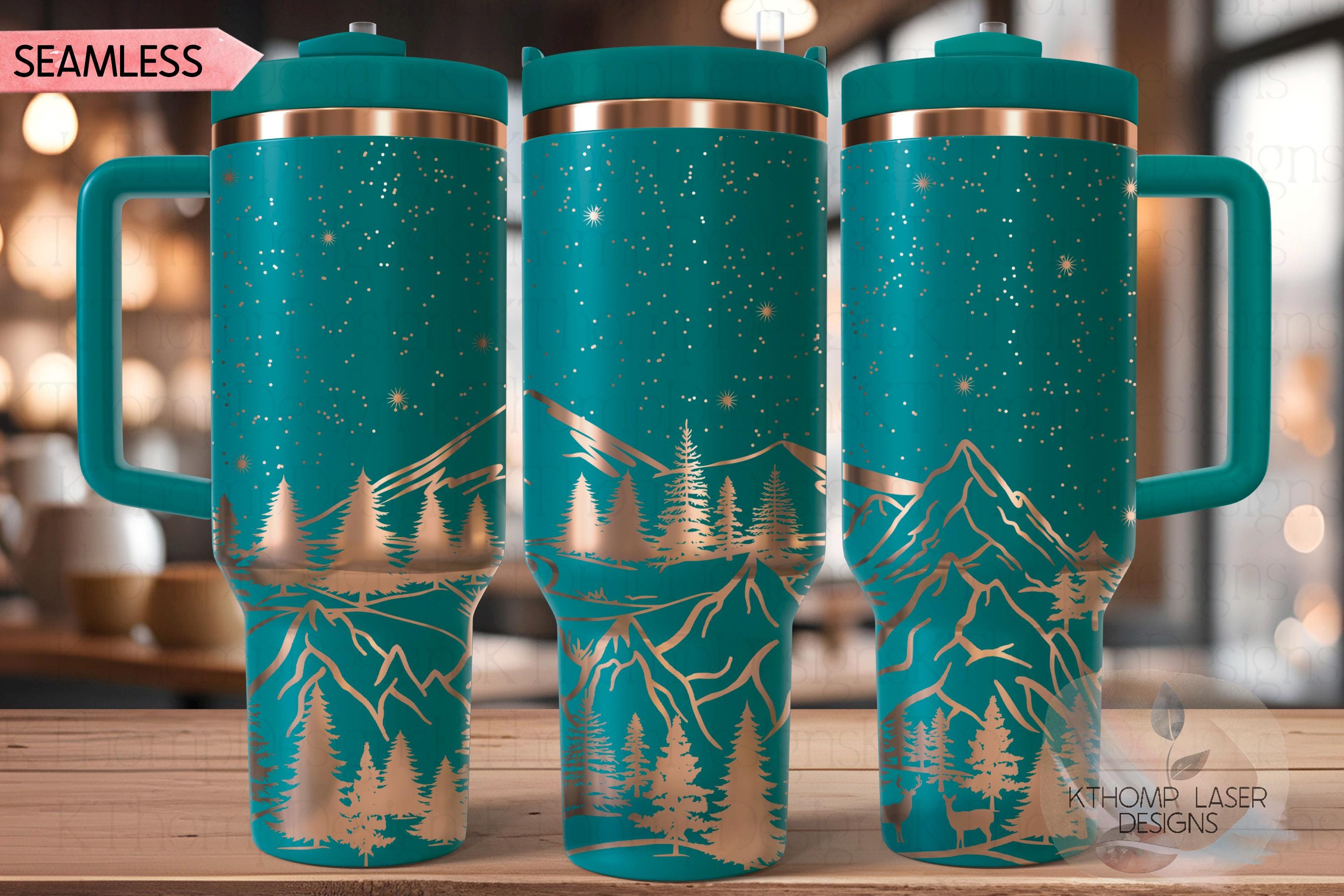 Mountain Scene Tumbler Wrap SVG | 40oz Laser Engraving File | Rotary Ready Digital Design | Exotic Animal SVG