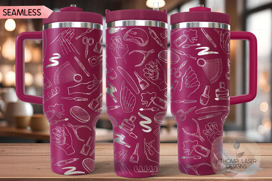 Nail Tech Tumbler Wrap SVG | 40oz Laser Engraving File | Rotary Ready Digital Design | Career Gift SVG