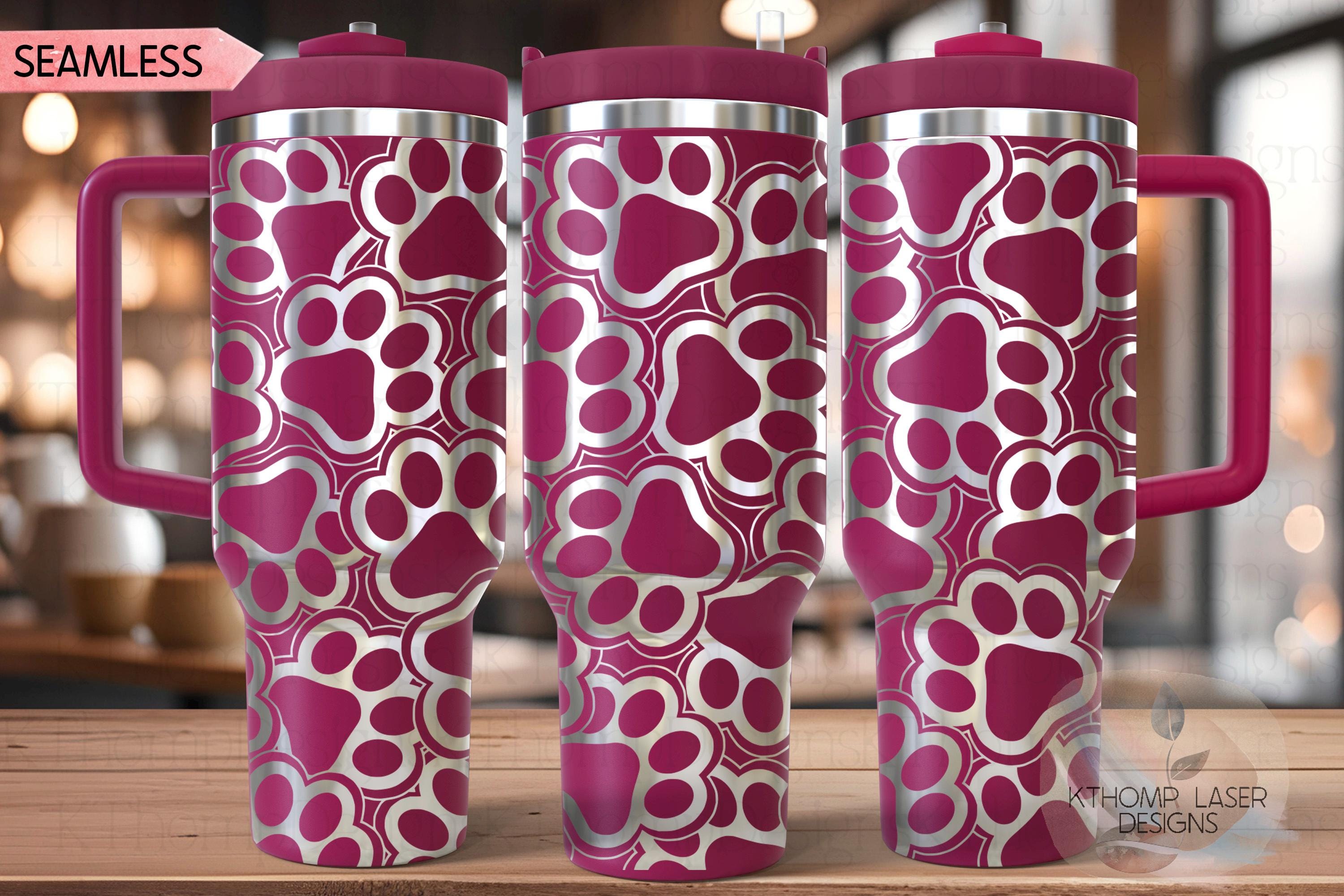 Paw Print Burst Tumbler Wrap SVG | 40oz Laser Engraving File | Rotary Ready Digital Design | Pet Lover Gift