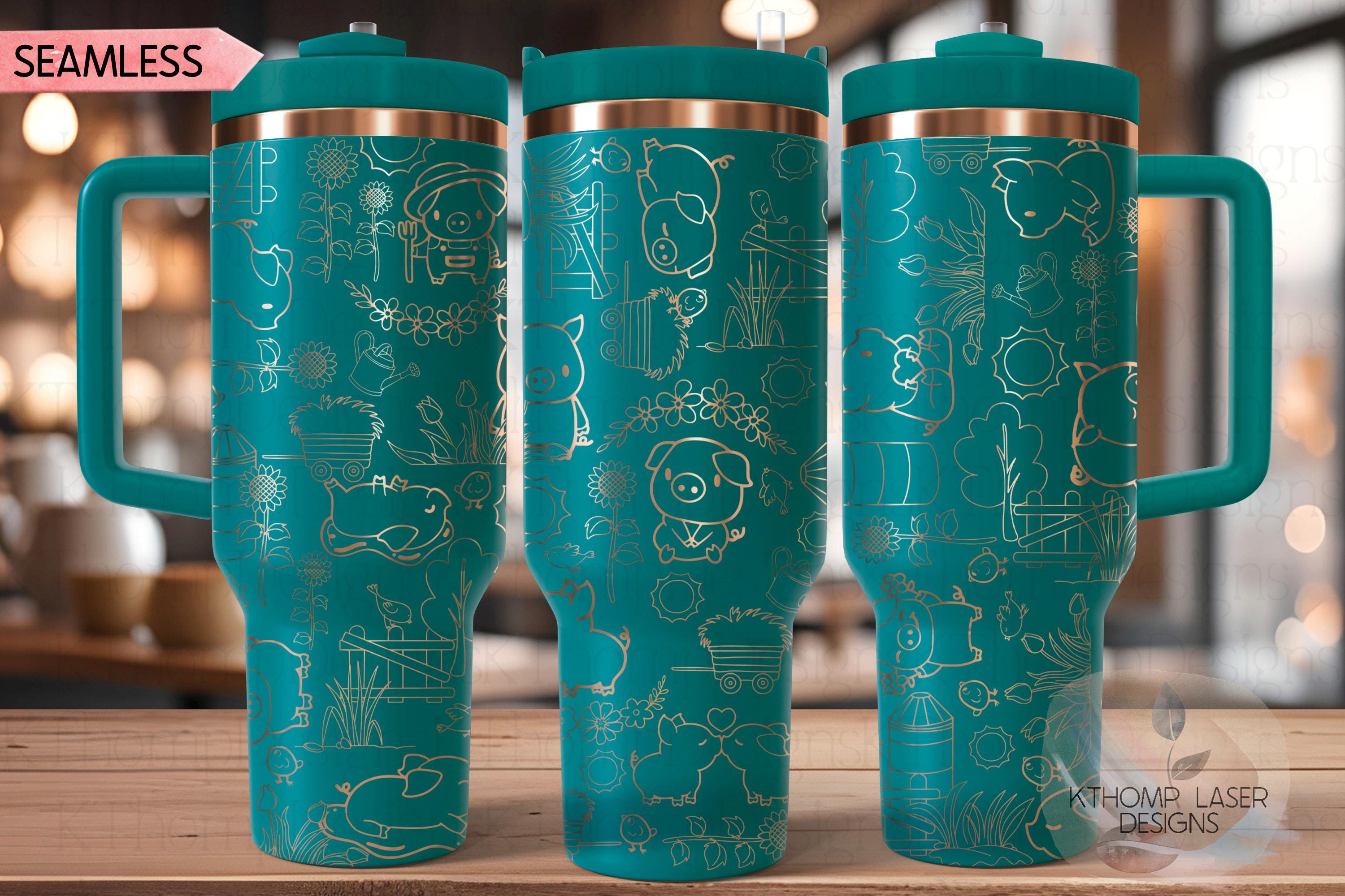 Pig Doodles Farm Cute Pigs Tumbler Wrap SVG | 40oz Laser Engraving File | Rotary Ready Digital Design | Western Farm SVG