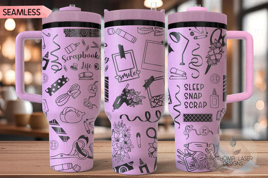Scrapbooking Scrapbooker Tumbler Wrap SVG | 40oz Laser Engraving File | Rotary Ready Digital Design | Hobby Travel SVG