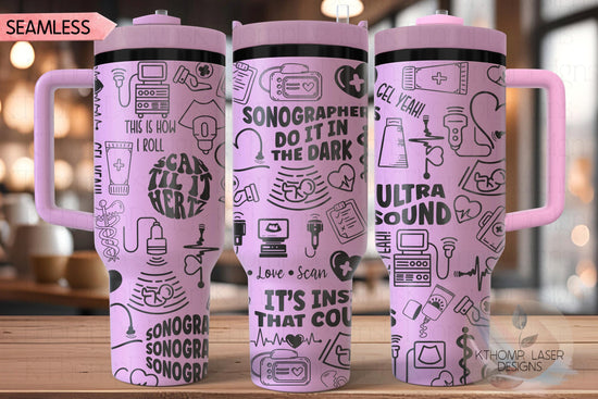 Sonographer Ultrasound Tumbler Wrap SVG | 40oz Laser Engraving File | Rotary Ready Digital Design | Career Gift SVG
