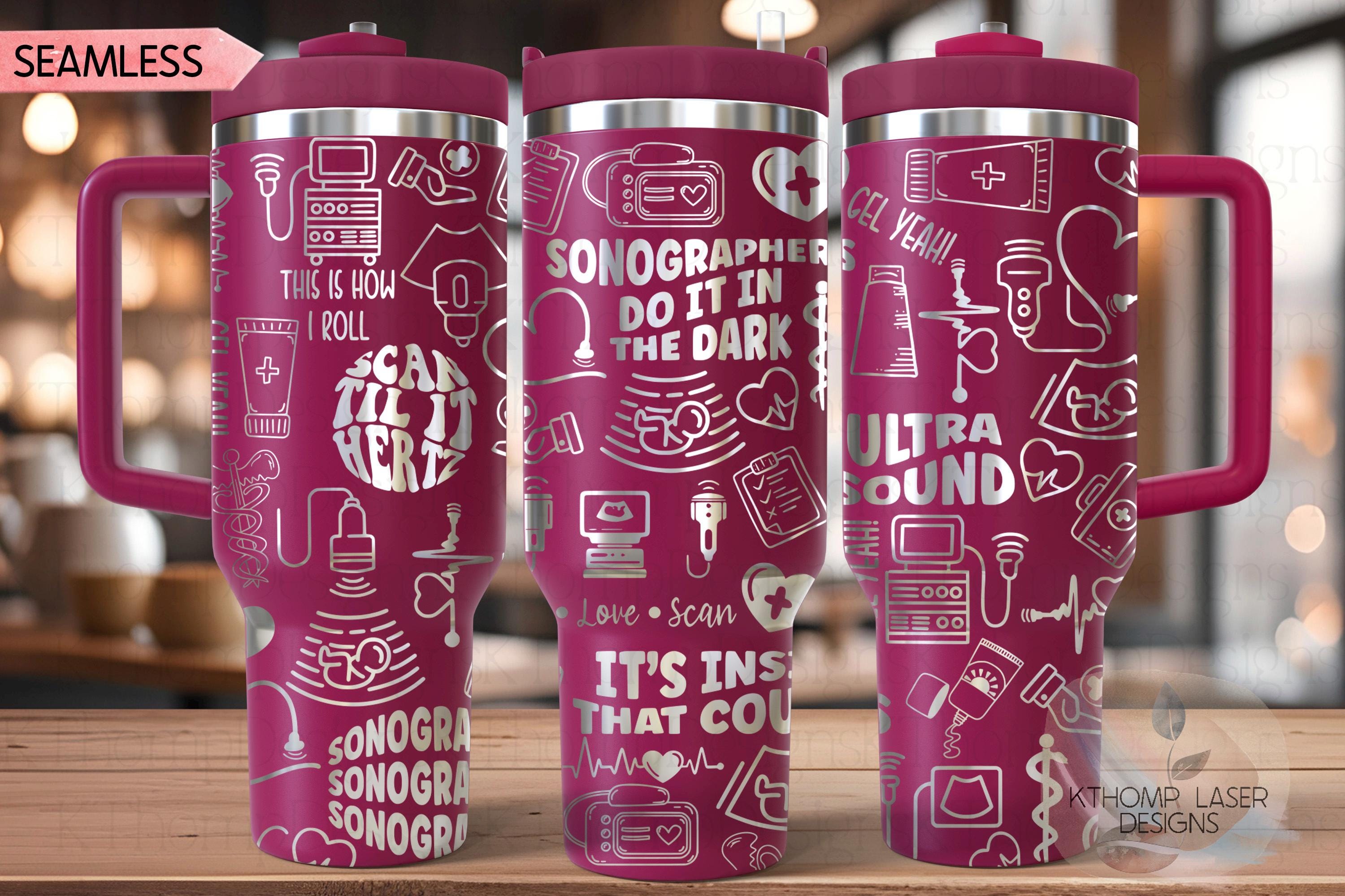 Sonographer Ultrasound Tumbler Wrap SVG | 40oz Laser Engraving File | Rotary Ready Digital Design | Career Gift SVG