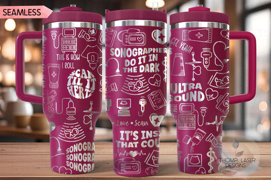 Sonographer Ultrasound Tumbler Wrap SVG | 40oz Laser Engraving File | Rotary Ready Digital Design | Career Gift SVG