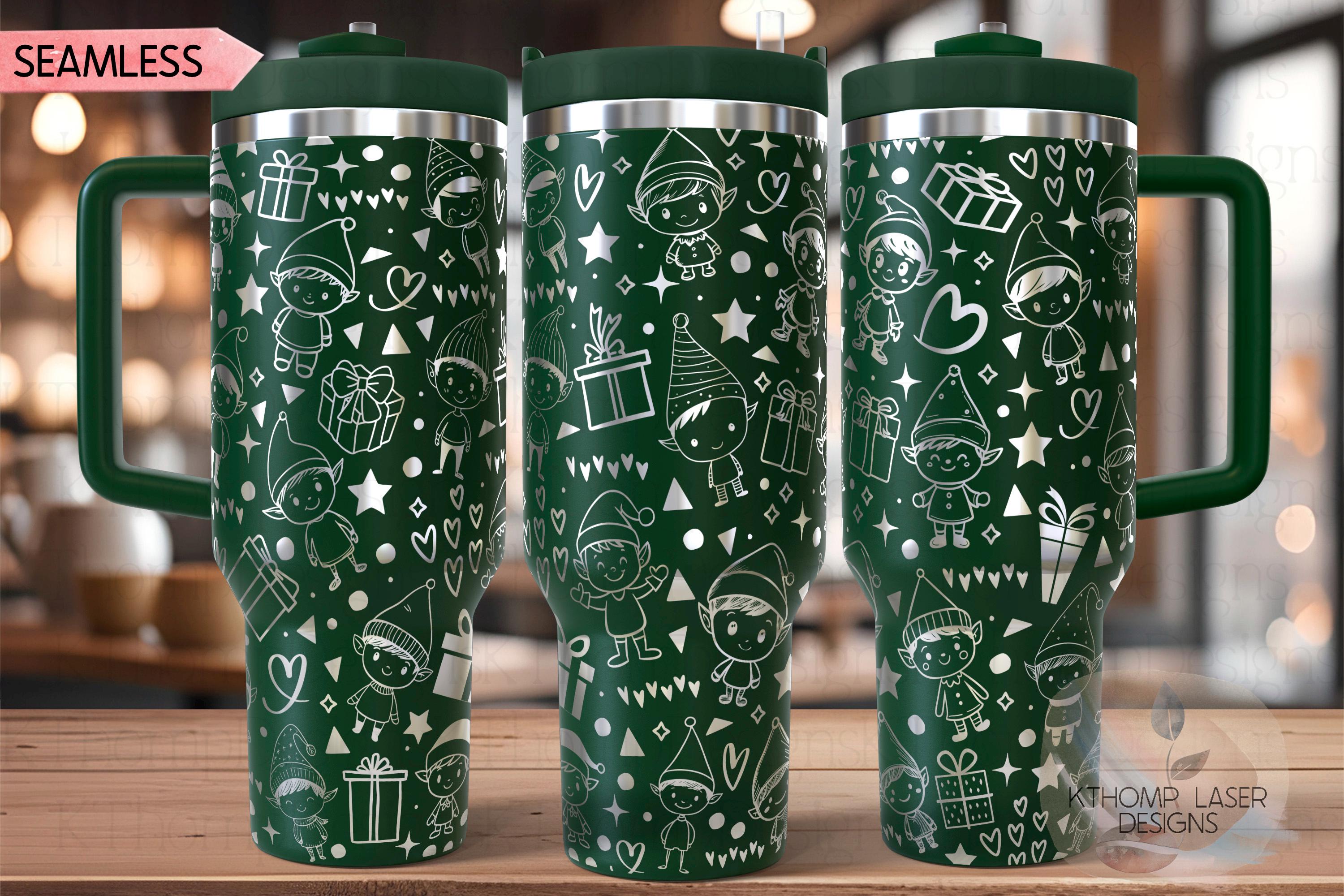 Cute Christmas Elves Holiday Tumbler Wrap SVG | 40oz Laser Engraving File | Rotary Ready Digital Design | Seasonal SVG