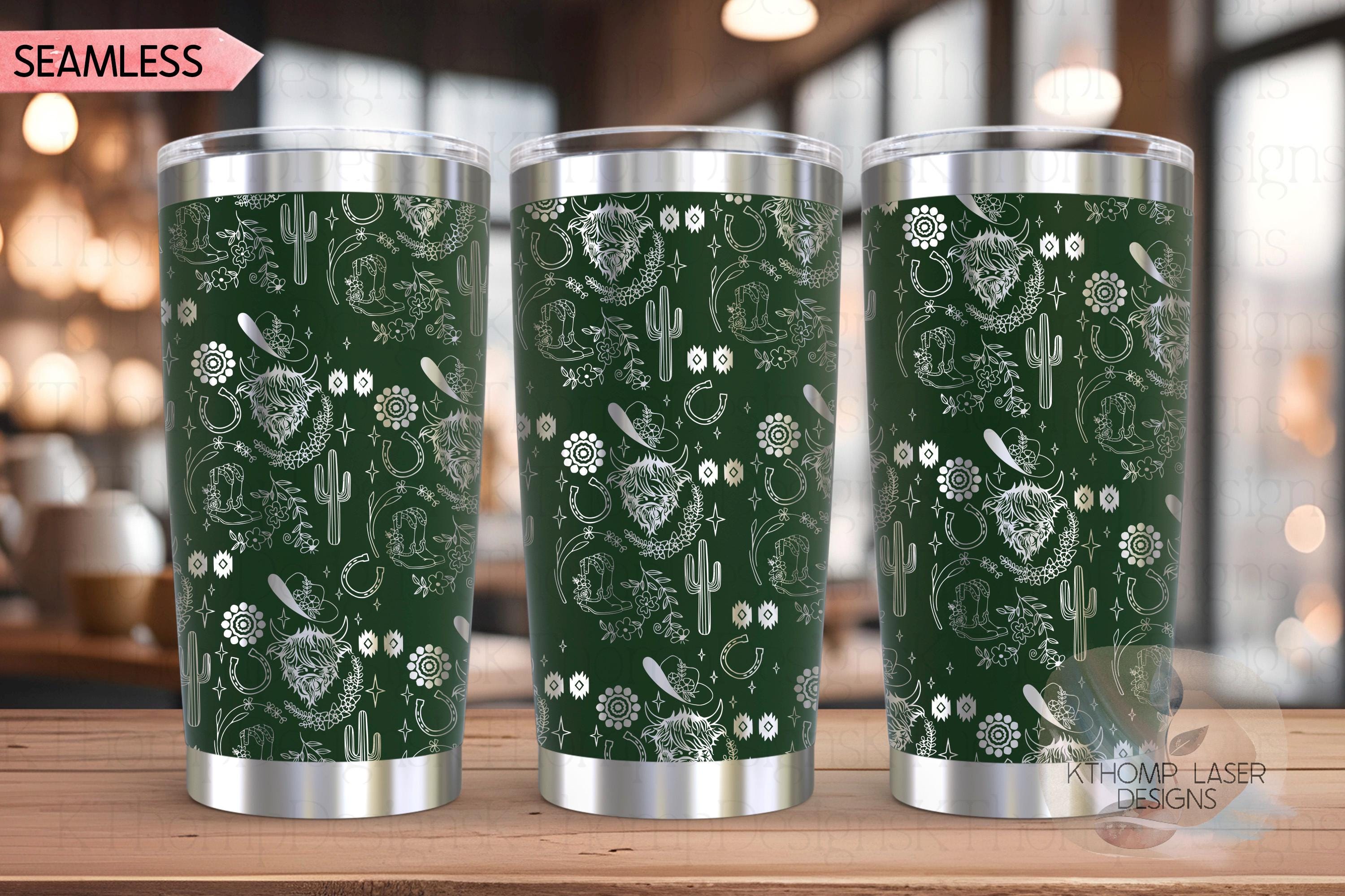 Highland Cow Western Tumbler Wrap SVG | 20oz and 30oz Laser Engraving File | Rotary Ready Digital Design | Western Farm SVG