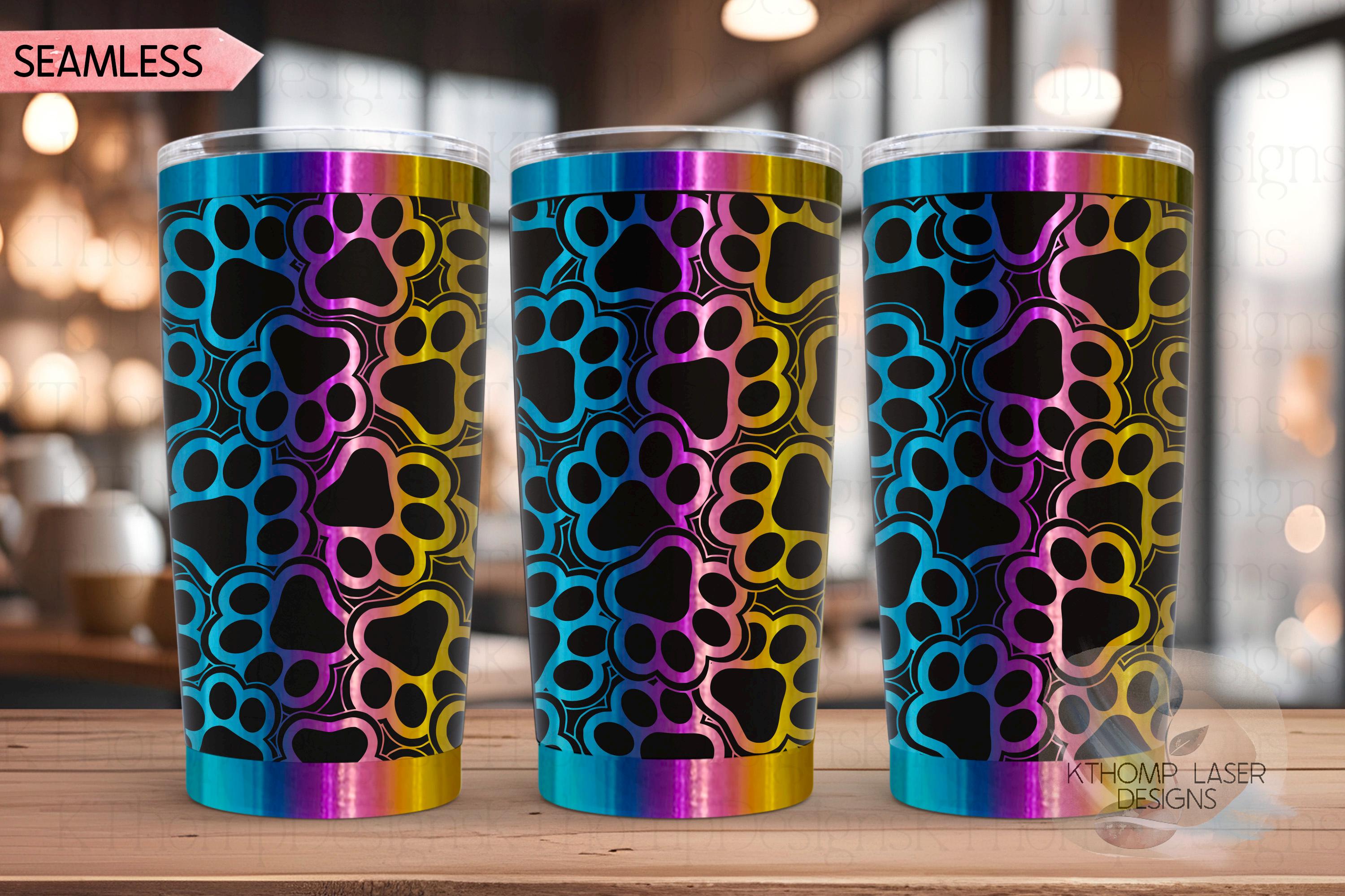 Paw Print Burst Tumbler Wrap SVG | 20oz and 30ozLaser Engraving File | Rotary Ready Digital Design | Pet Lover Gift