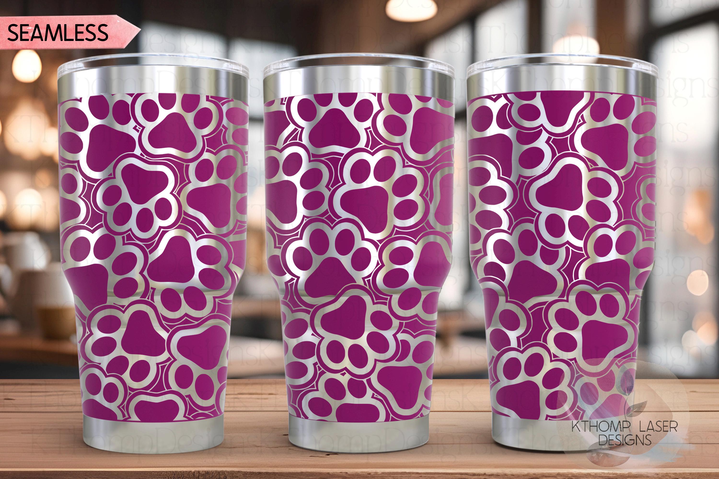 Paw Print Burst Tumbler Wrap SVG | 20oz and 30ozLaser Engraving File | Rotary Ready Digital Design | Pet Lover Gift