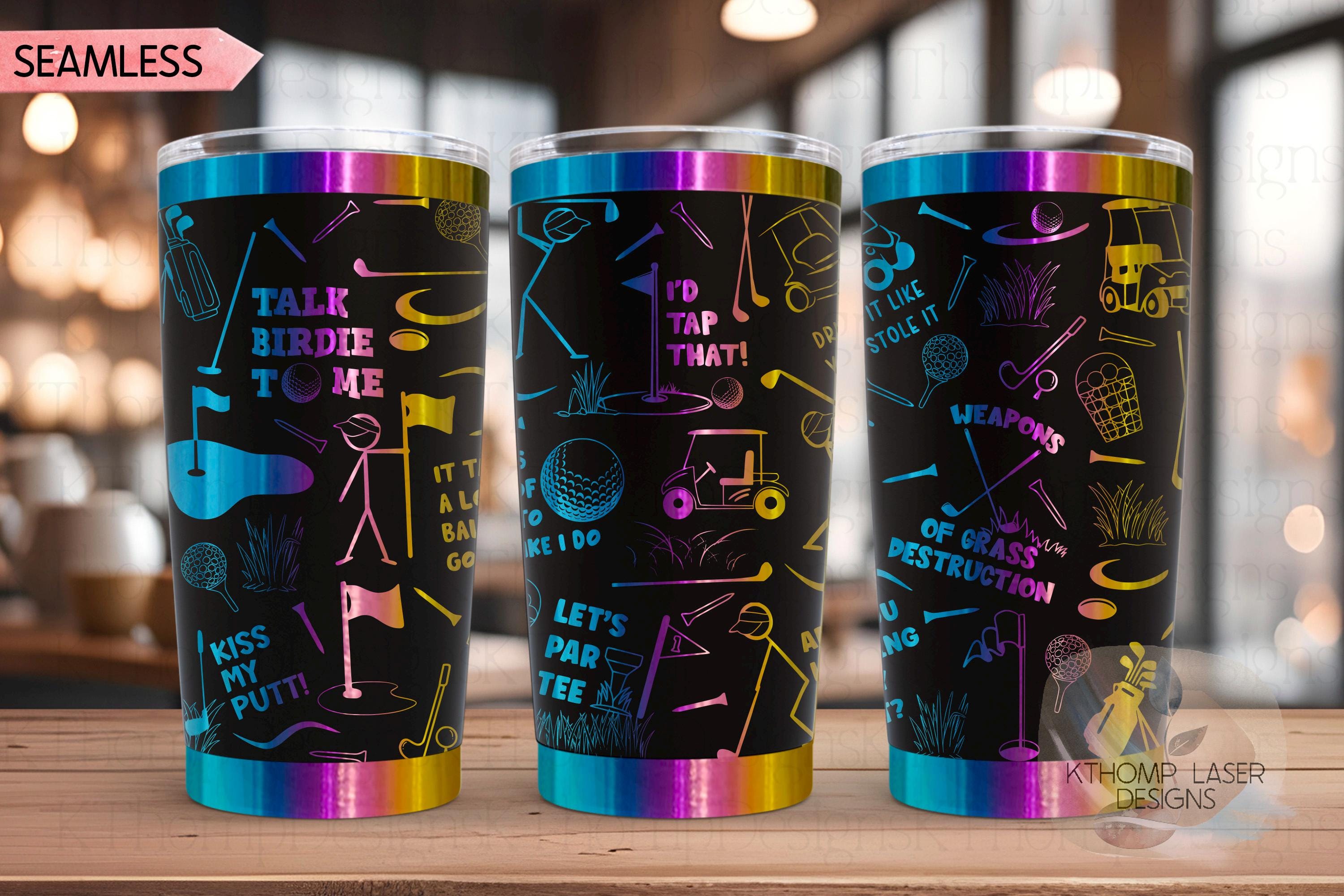 Golf Fan Tumbler Wrap SVG | 20oz and 30oz Laser Engraving File | Rotary Ready Digital Design | Sports Fan SVG