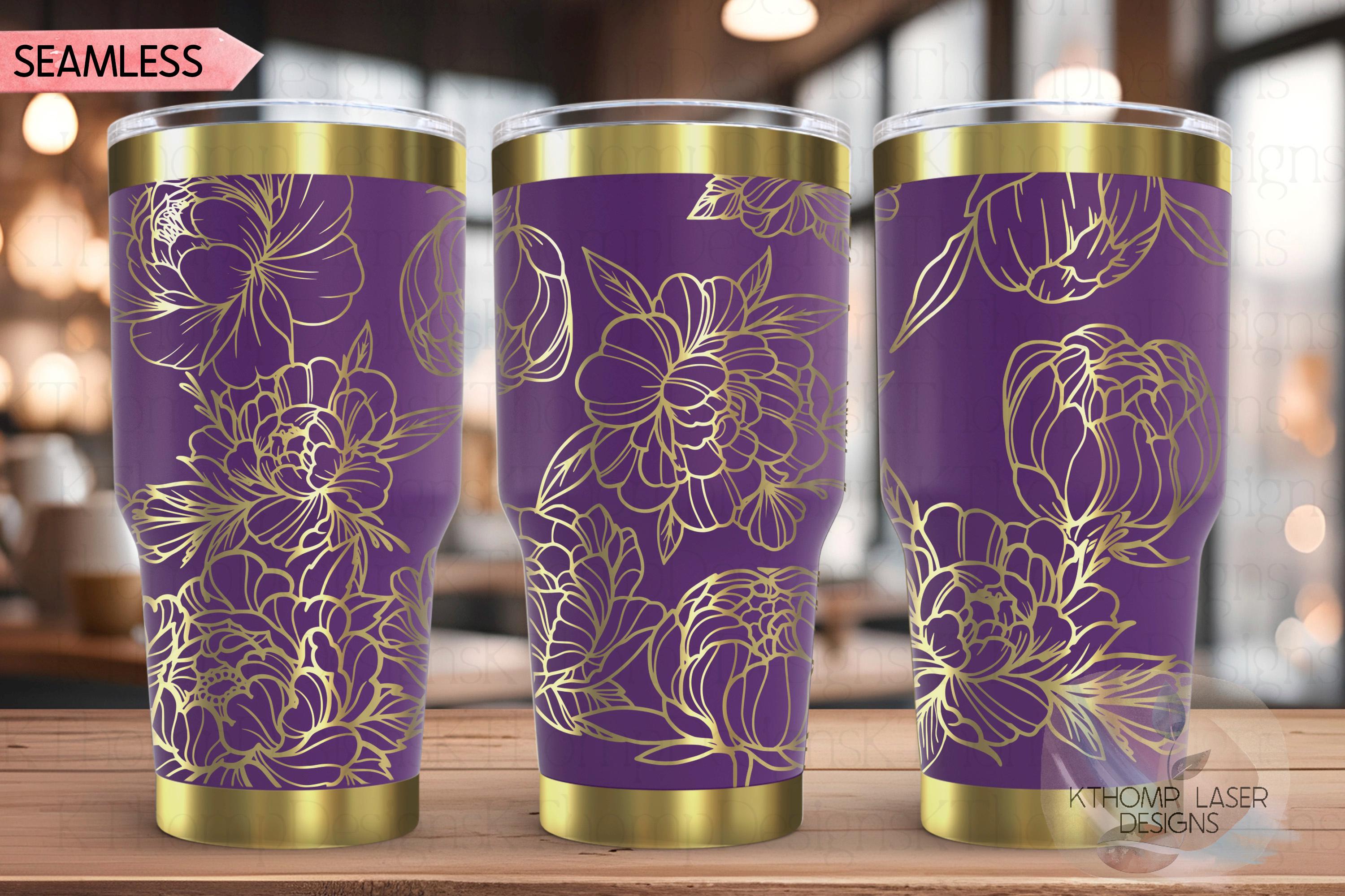 Peony Tumbler Wrap SVG | 20oz and 30oz Laser Engraving File | Rotary Engrave Digital Design | Floral SVG Design