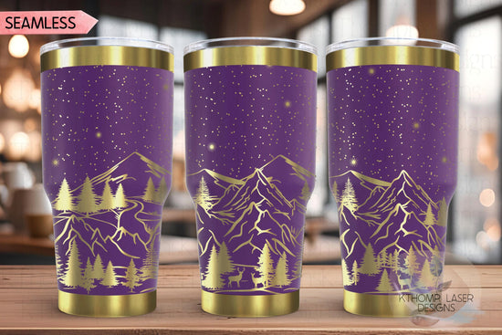 Mountain Scene Tumbler Wrap SVG | 20oz and 30oz Laser Engraving File | Rotary Ready Digital Design | Outdoor Nature SVG