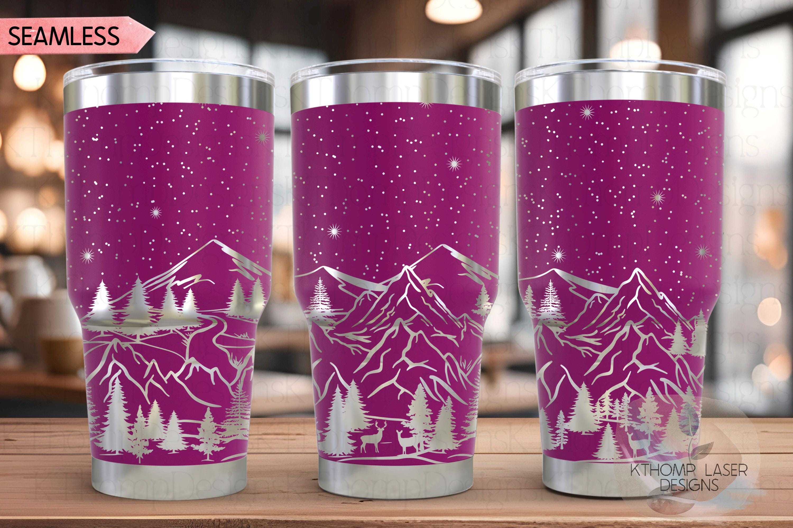 Mountain Scene Tumbler Wrap SVG | 20oz and 30oz Laser Engraving File | Rotary Ready Digital Design | Outdoor Nature SVG