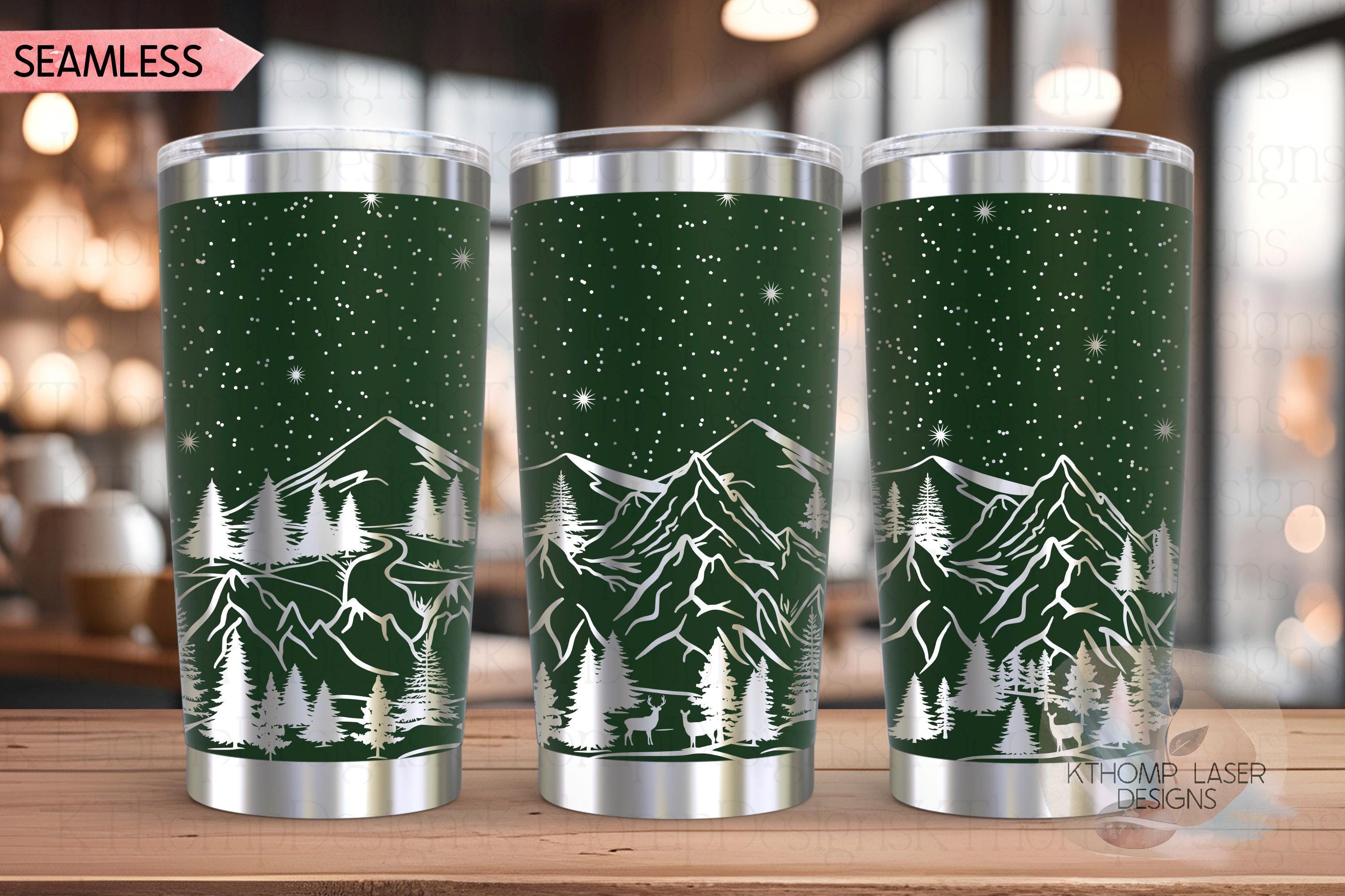 Mountain Scene Tumbler Wrap SVG | 20oz and 30oz Laser Engraving File | Rotary Ready Digital Design | Outdoor Nature SVG