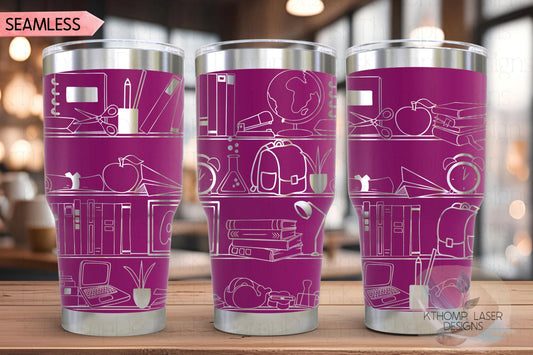School Shelves Tumbler Wrap SVG | 20oz and 30oz Laser Engraving File | Rotary Ready Digital Design | Career Gift SVG
