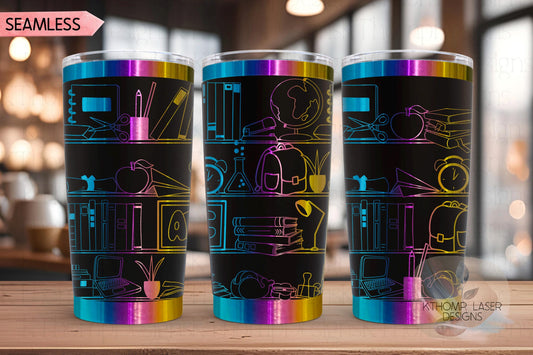 School Shelves Tumbler Wrap SVG | 20oz and 30oz Laser Engraving File | Rotary Ready Digital Design | Career Gift SVG