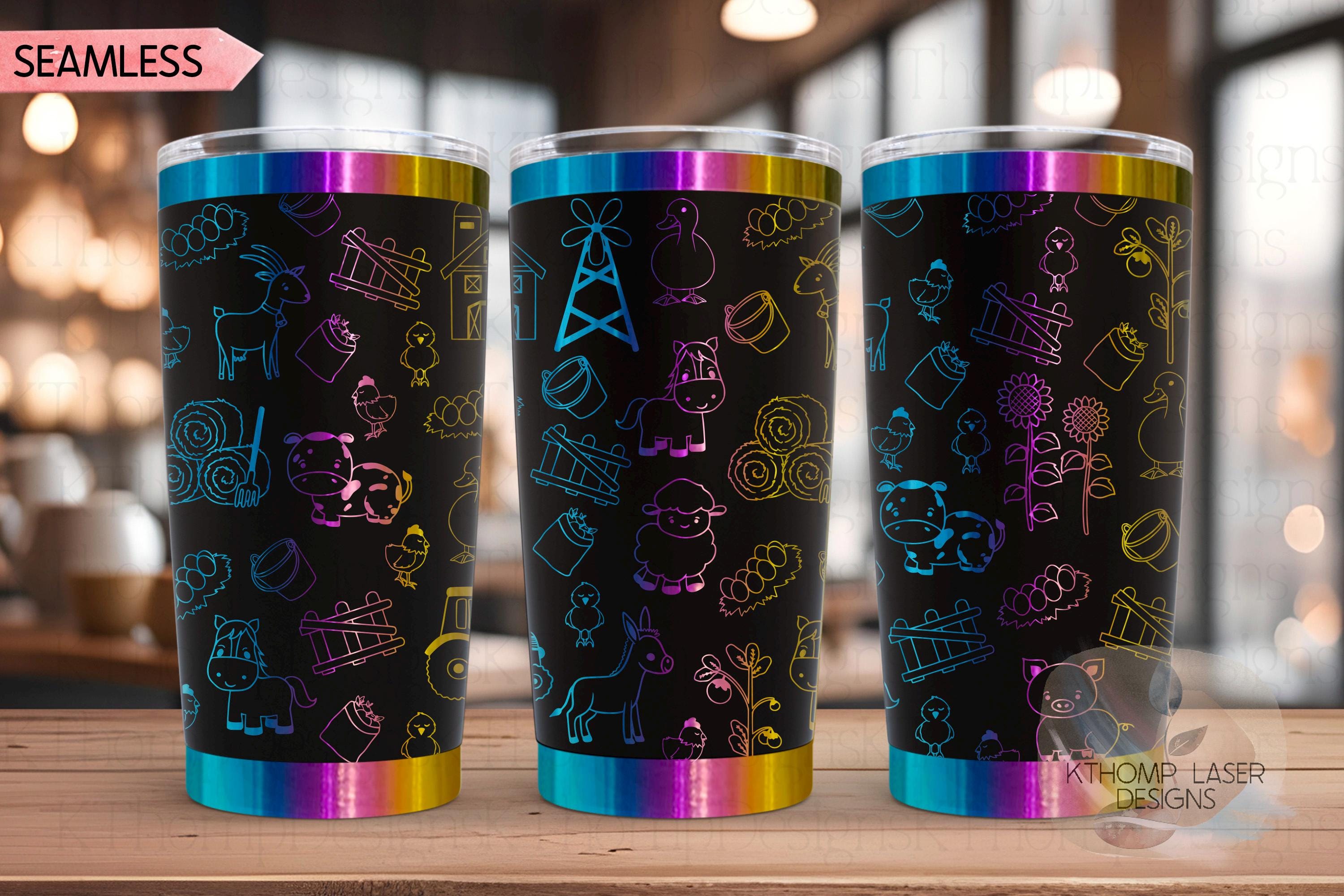 Farm Doodles Tumbler Wrap SVG | 20oz and 30oz Laser Engraving File | Rotary Ready Digital Design | Western Farm SVG