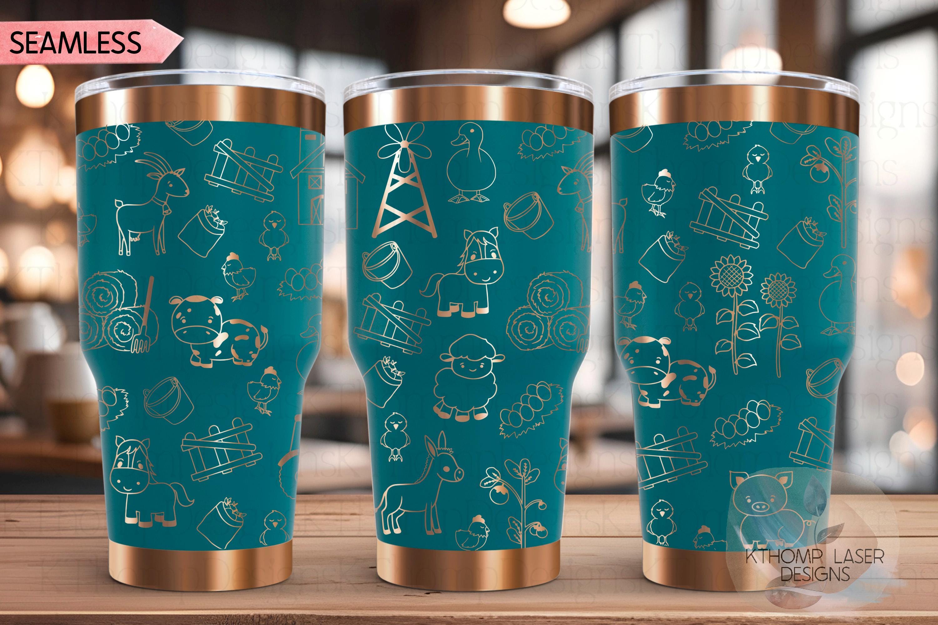 Farm Doodles Tumbler Wrap SVG | 20oz and 30oz Laser Engraving File | Rotary Ready Digital Design | Western Farm SVG