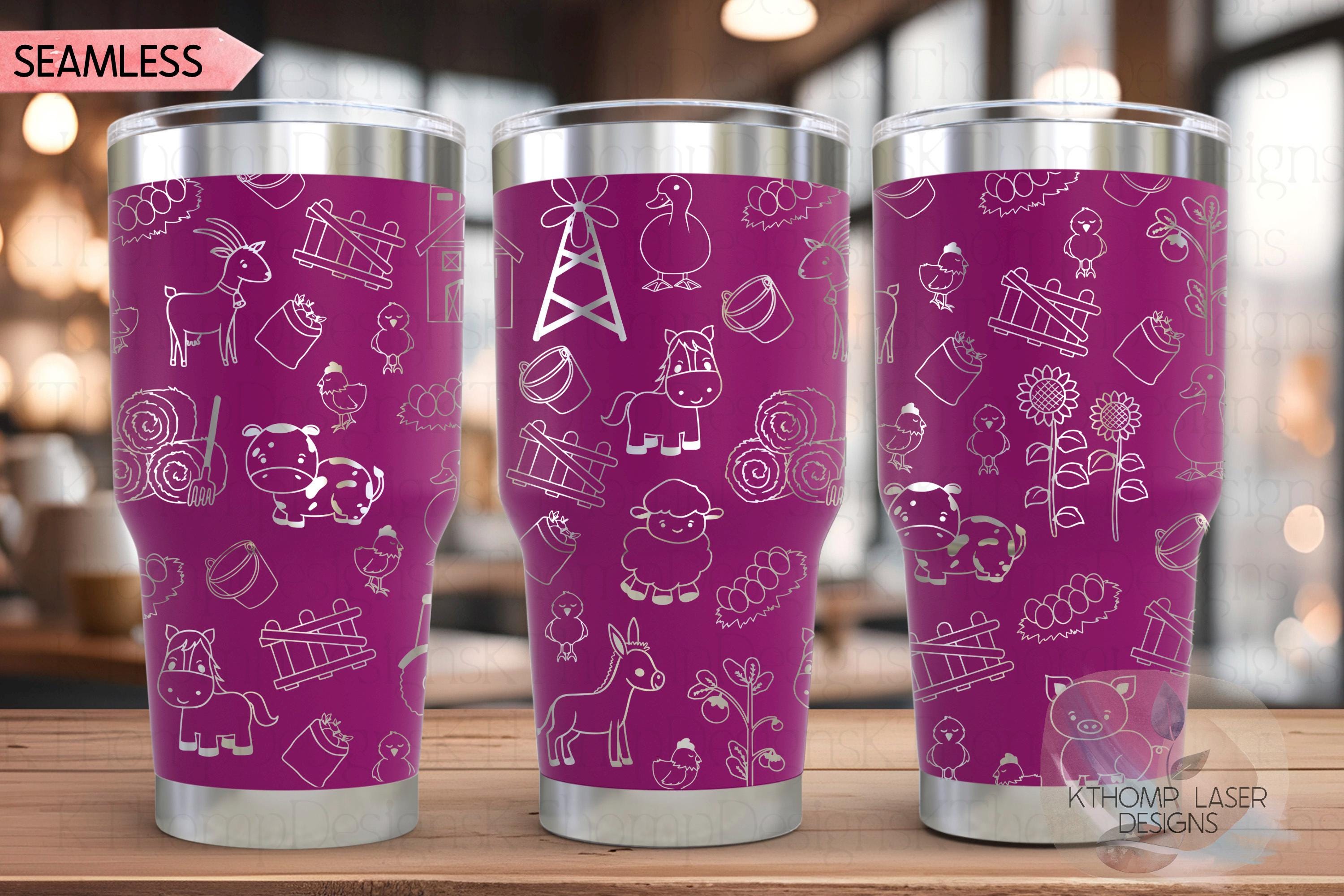 Farm Doodles Tumbler Wrap SVG | 20oz and 30oz Laser Engraving File | Rotary Ready Digital Design | Western Farm SVG