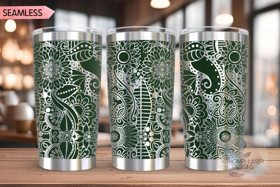 Henna Doodles Tumbler Wrap SVG | 20oz and 30oz Laser Engraving File | Rotary Ready Digital Design | Zodiac Boho SVG